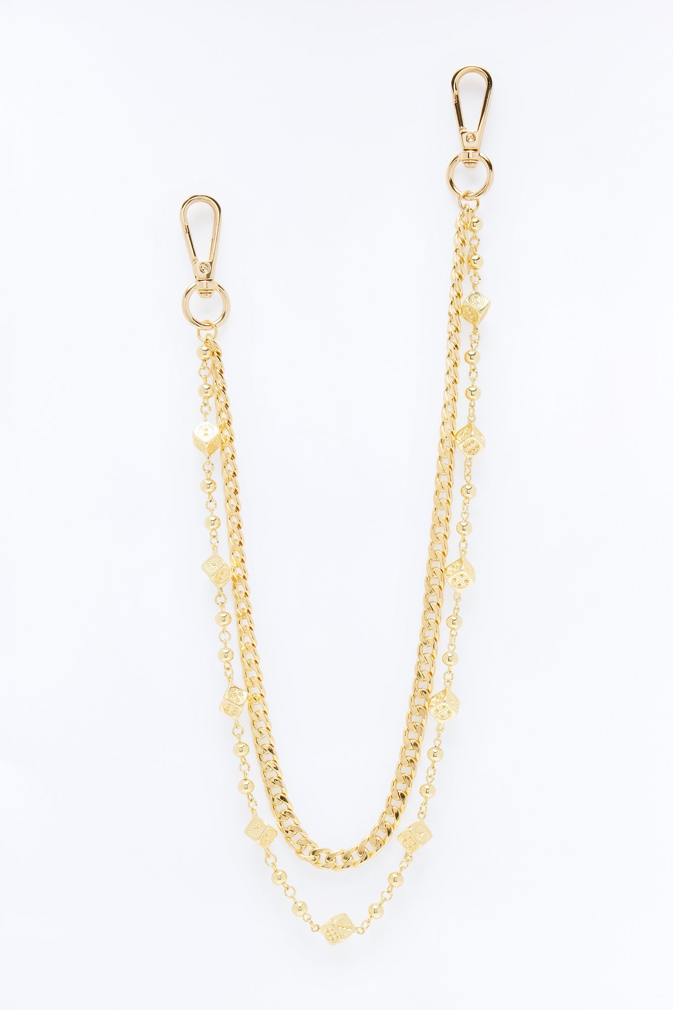 Iced Dice Cuban Pant Chain - Gold