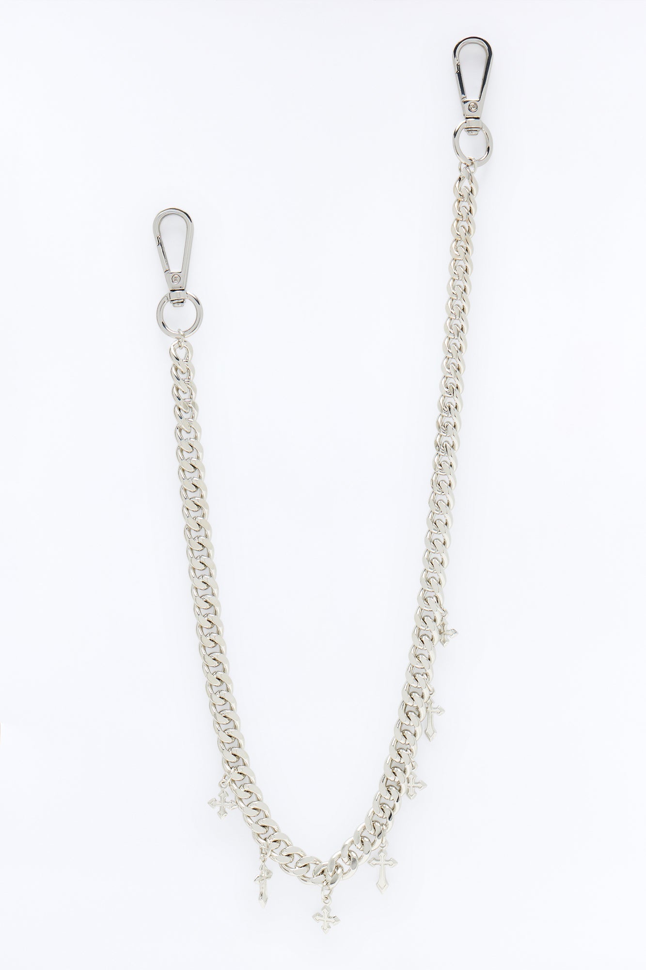 Cross Charm 12mm Pant Chain - Silver