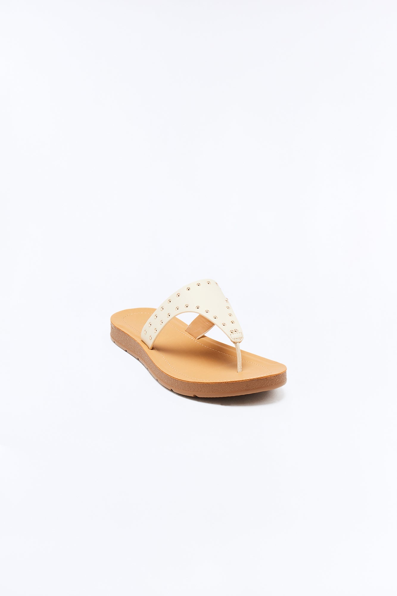 Nitara Studded Flip Flops - Bone
