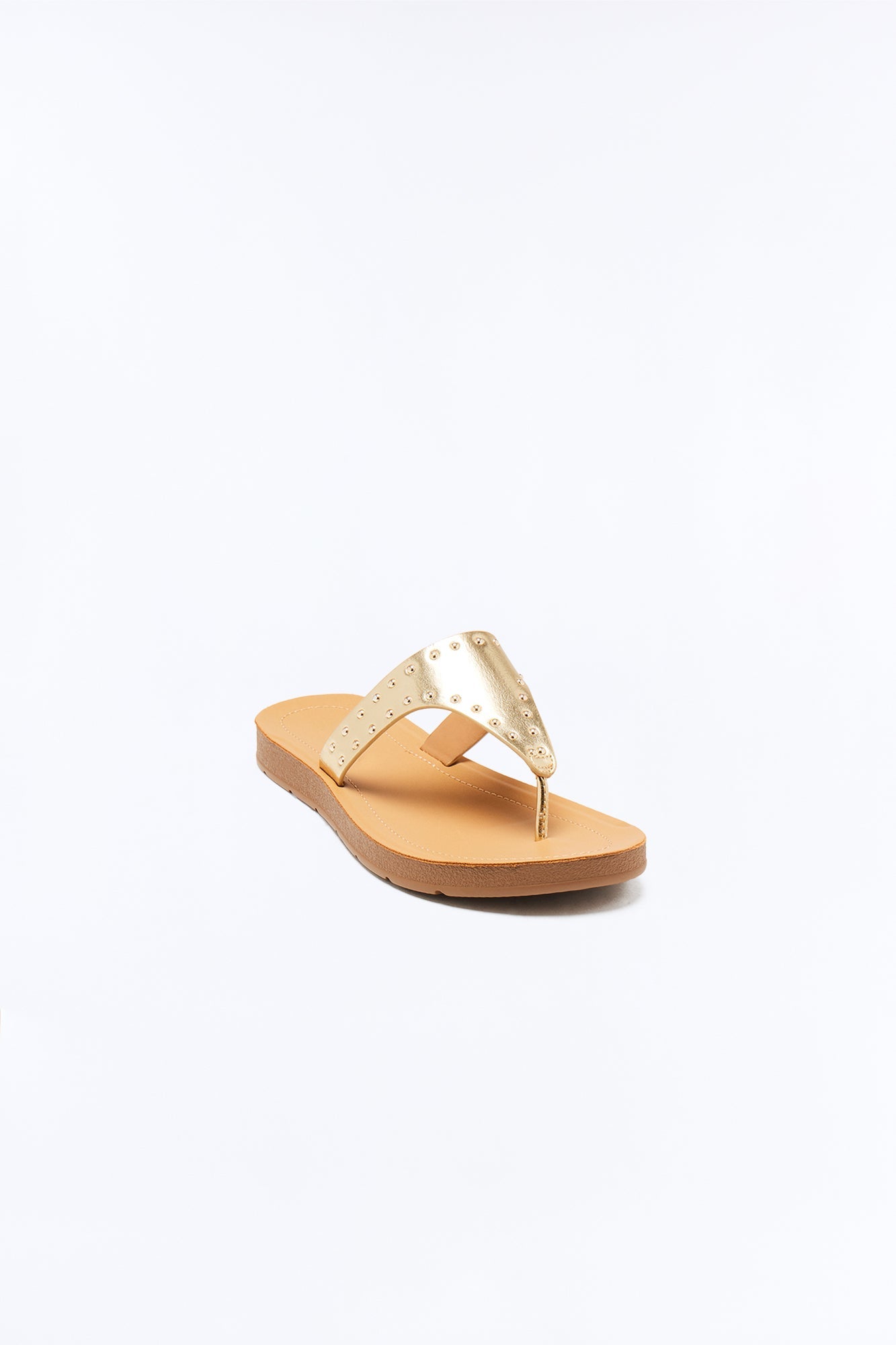 Nitara Studded Flip Flops - Gold