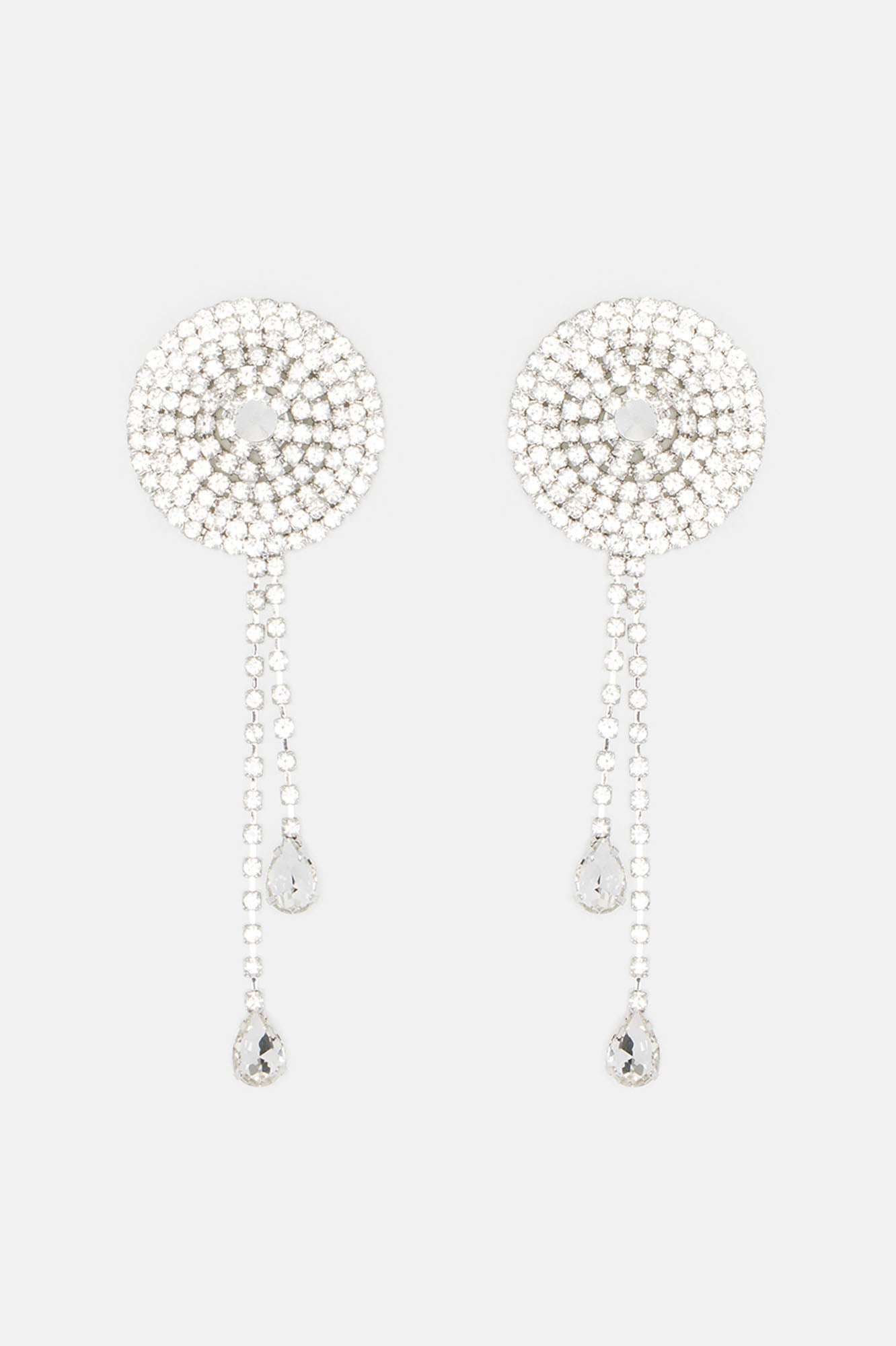 Vegas Showgirl Rhinestone Nipple Cover Pasties - Silver