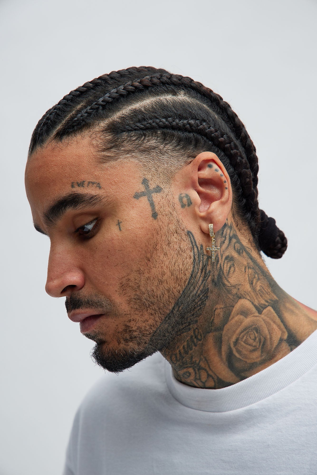 Iced Dangling Cross 5 Piece Earring Set - Gold