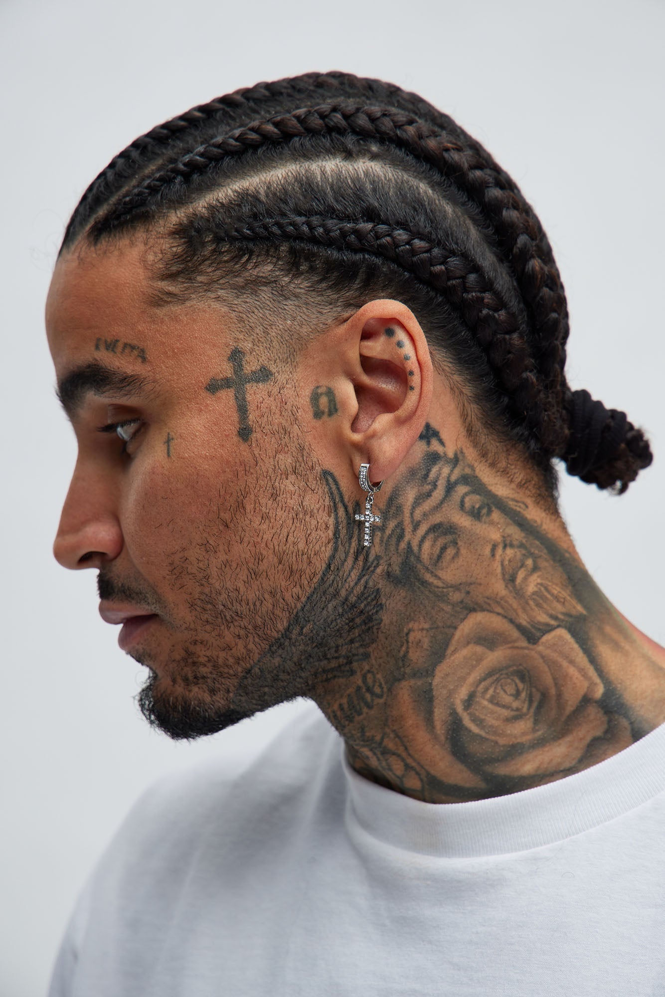 Iced Dangling Cross 5 Piece Earring Set - Silver