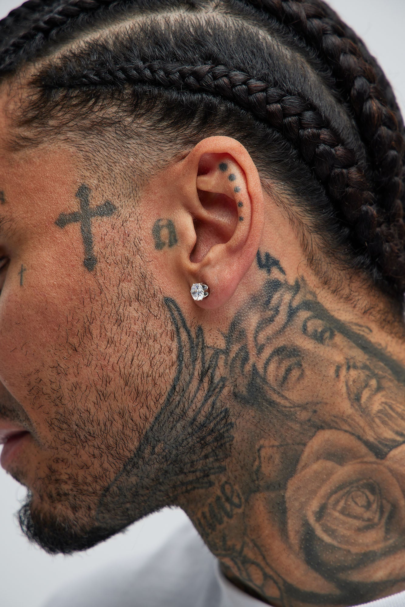 Iced Dangling Cross 5 Piece Earring Set - Silver