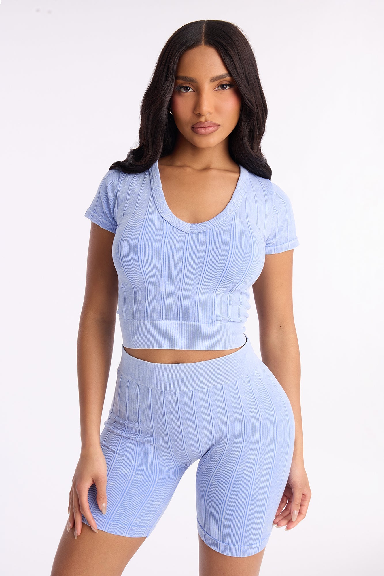 Alisha Seamless Biker Short Set - Periwinkle