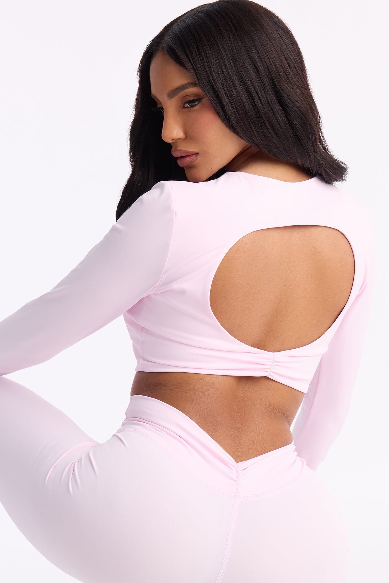Sasha Open Back Ruched Legging Set - Pink