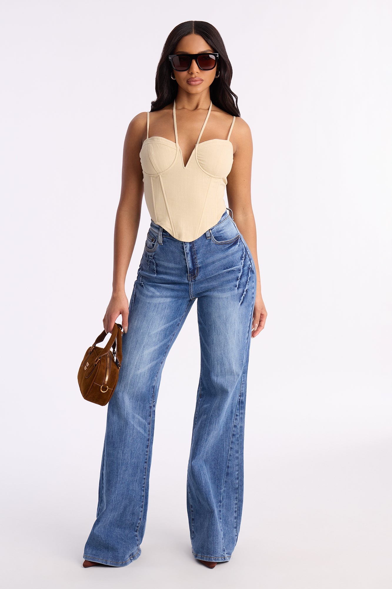 Hold Your Hopes High Rise Stretch Wide Leg Jeans - Medium Wash