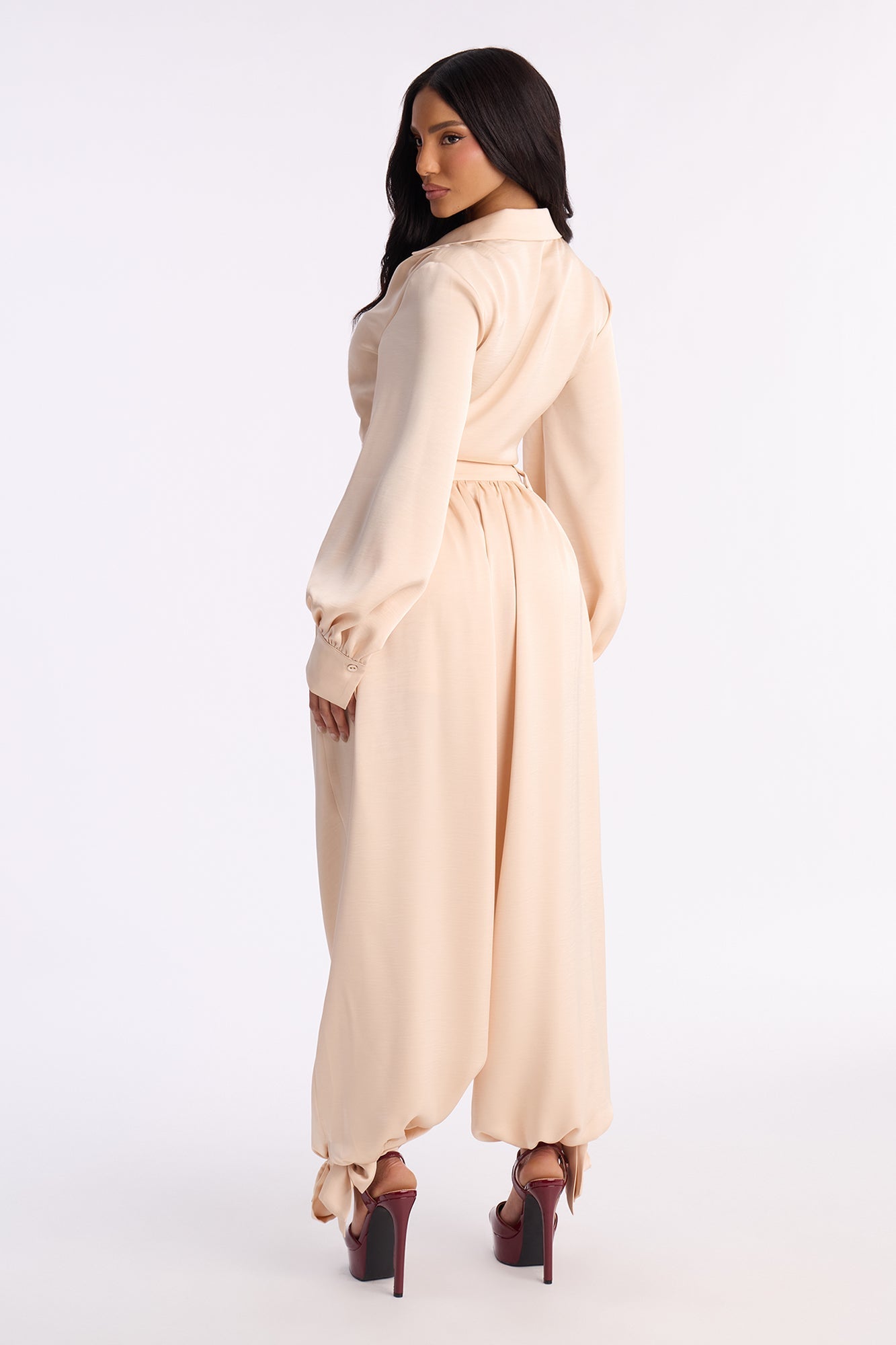 Michelle Satin Balloon Pant Set - Champagne