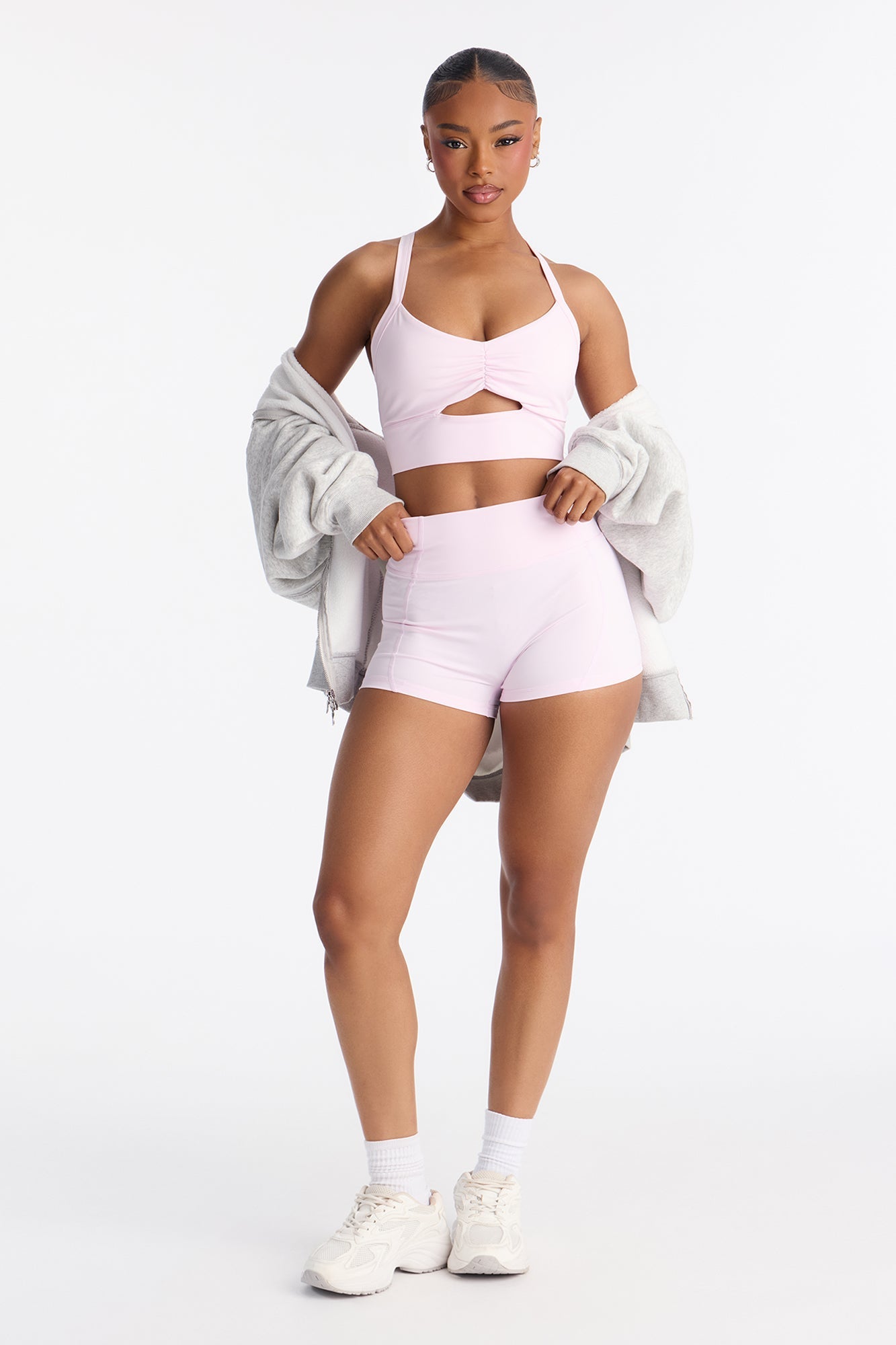 Sammie Ruched Biker Short Set - Light Pink