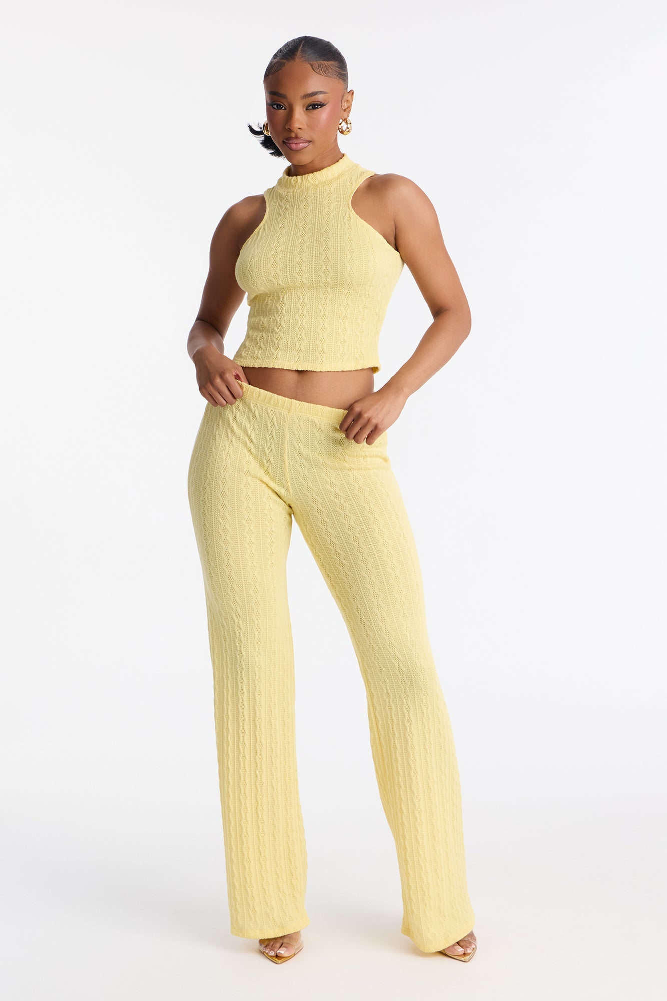 Sarah Sleeveless Sweater Pant Set - Yellow