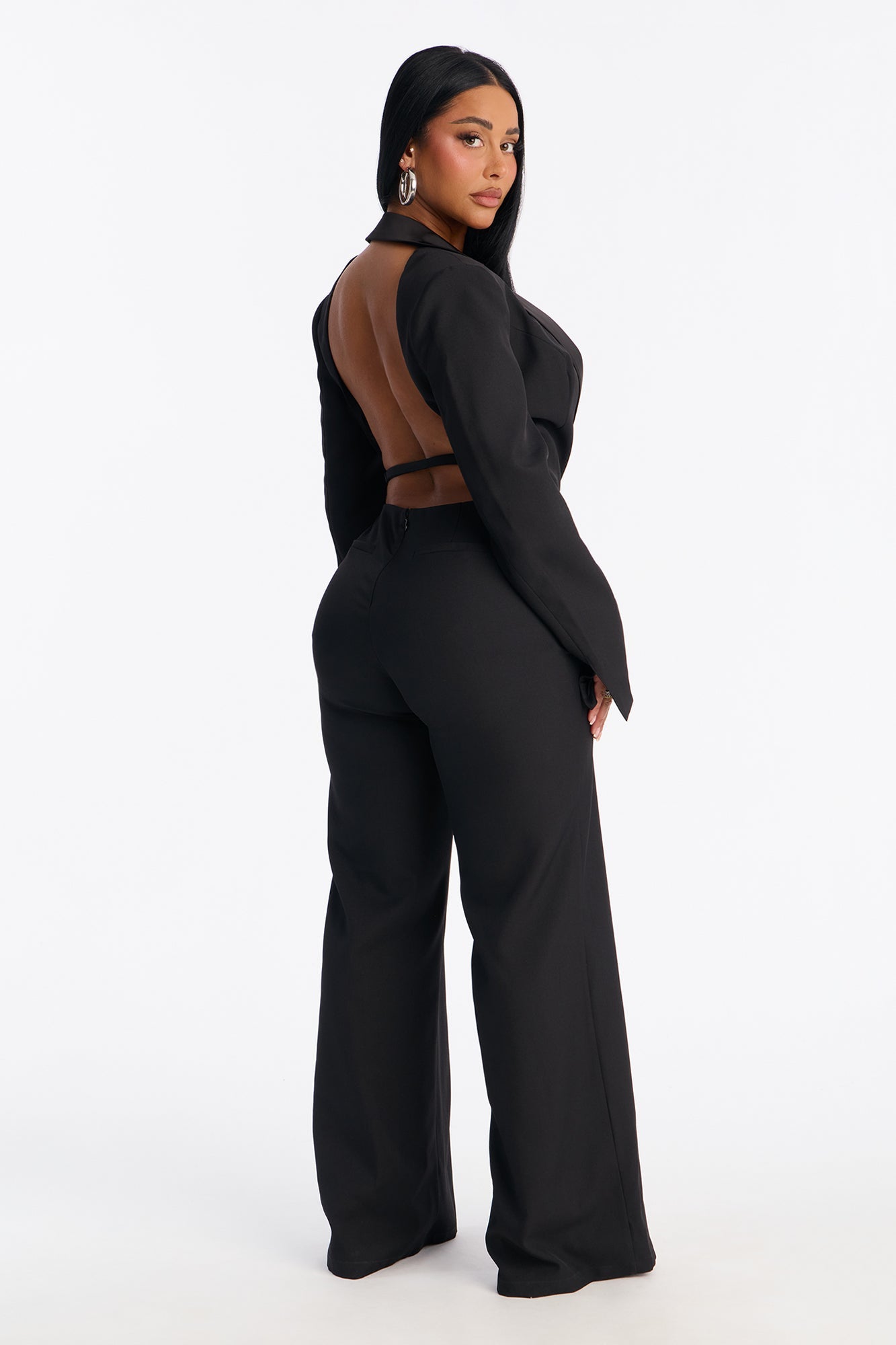 Shana Plunge Neck Jumpsuit - Black