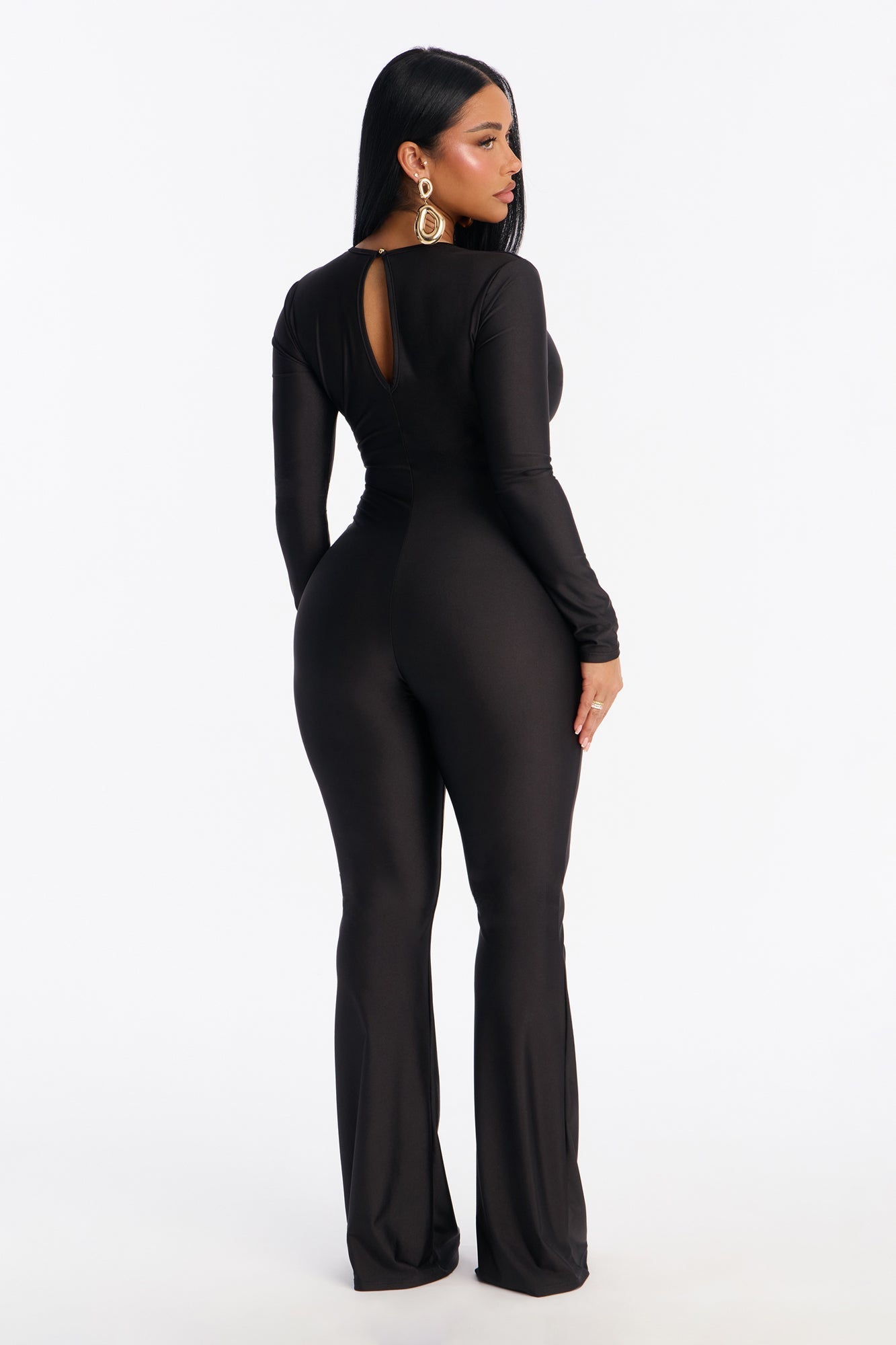 Isa Plunge Neck Jumpsuit - Black
