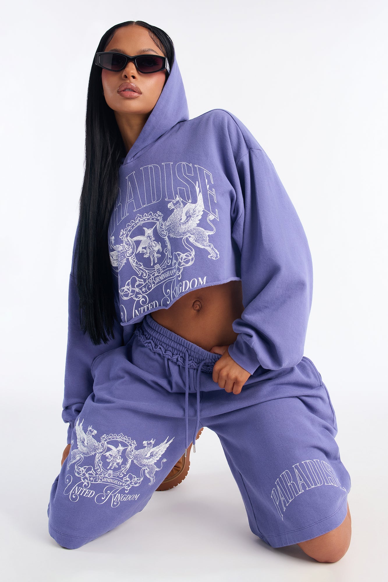 Street Paradise Fleece Short Set - Purple