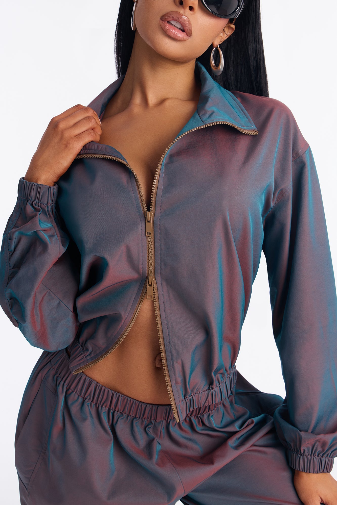 Futuristic Rush Reflective Windbreaker Jacket - Red/combo