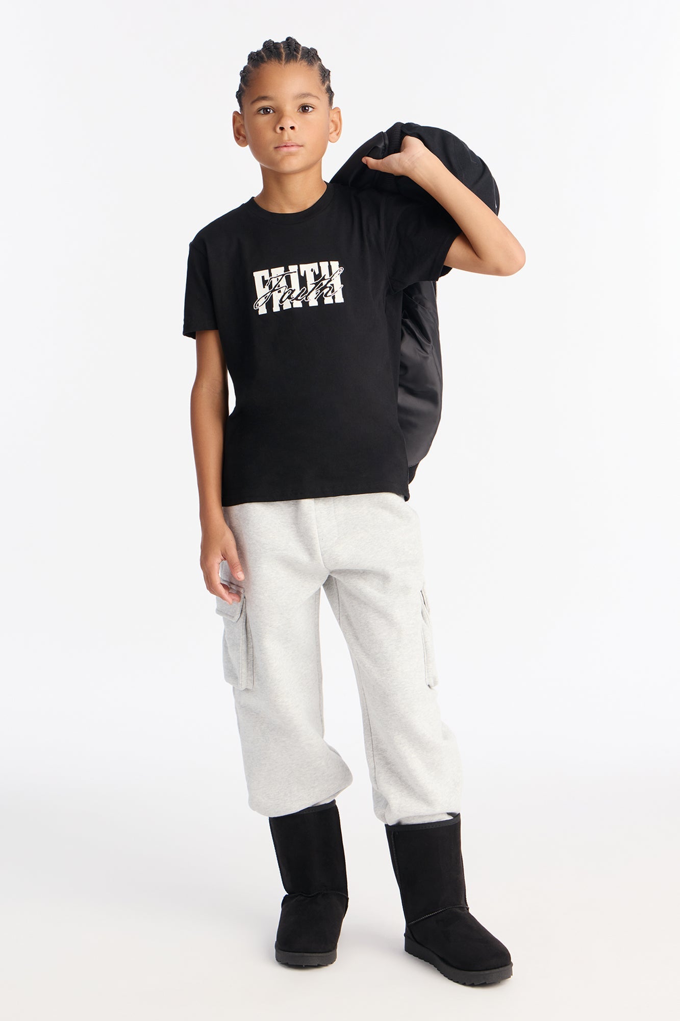 Mini It Takes Faith Short Sleeve Front/Back Tee - Black