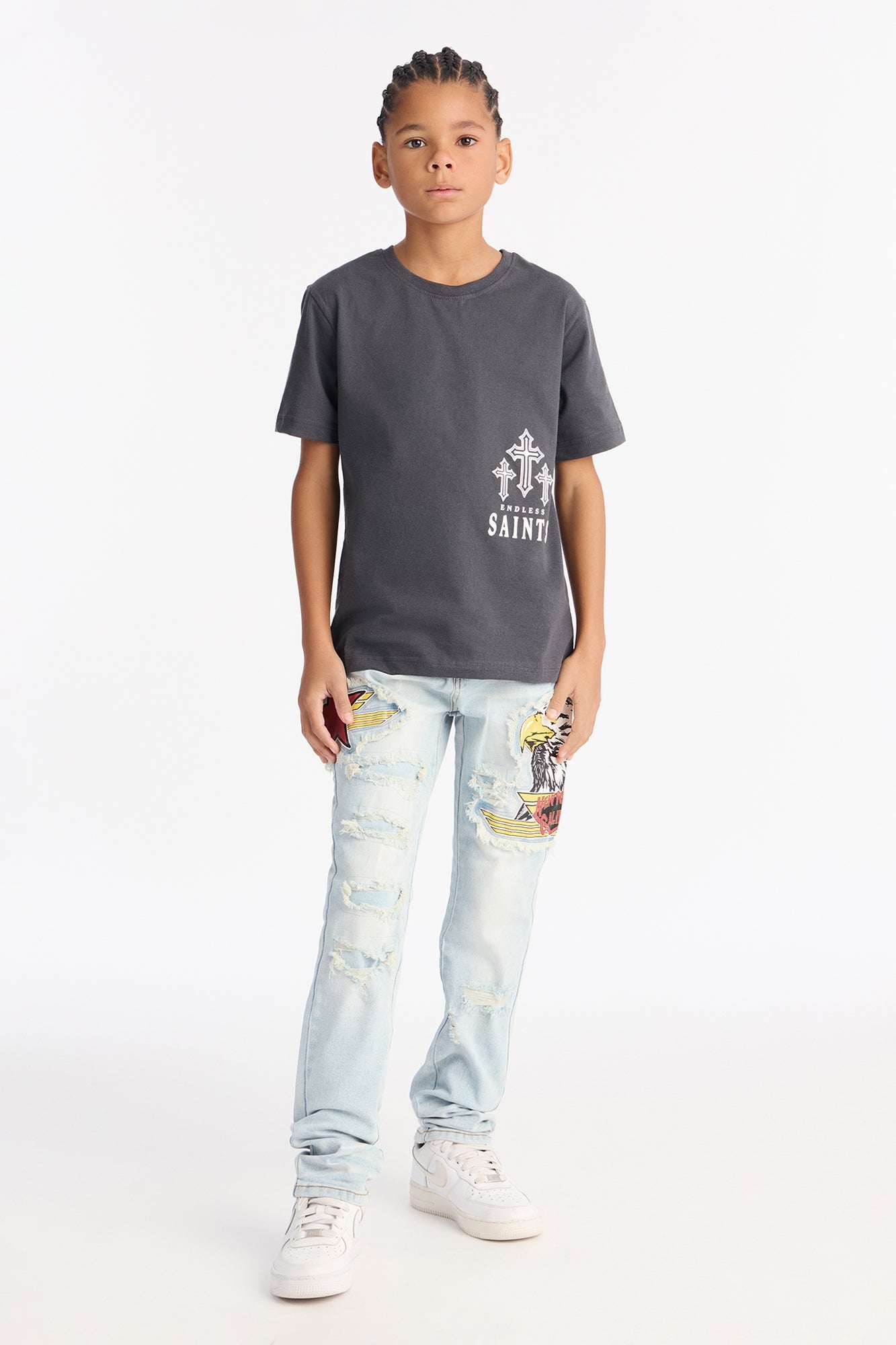 Mini Endless Saints Short Sleeve Front/Back Tee - Black
