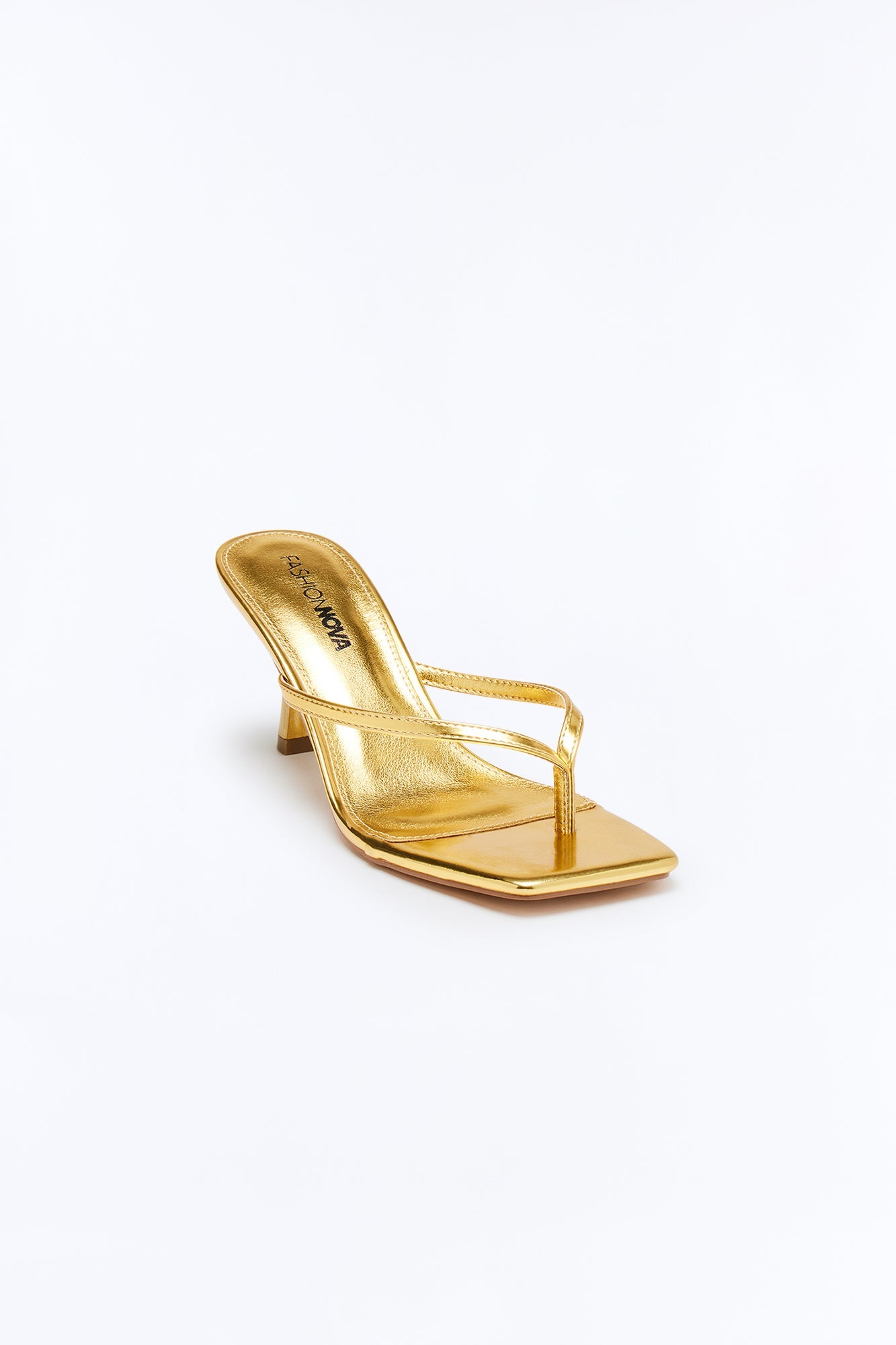 Ayla Thong Kitten Mules - Gold