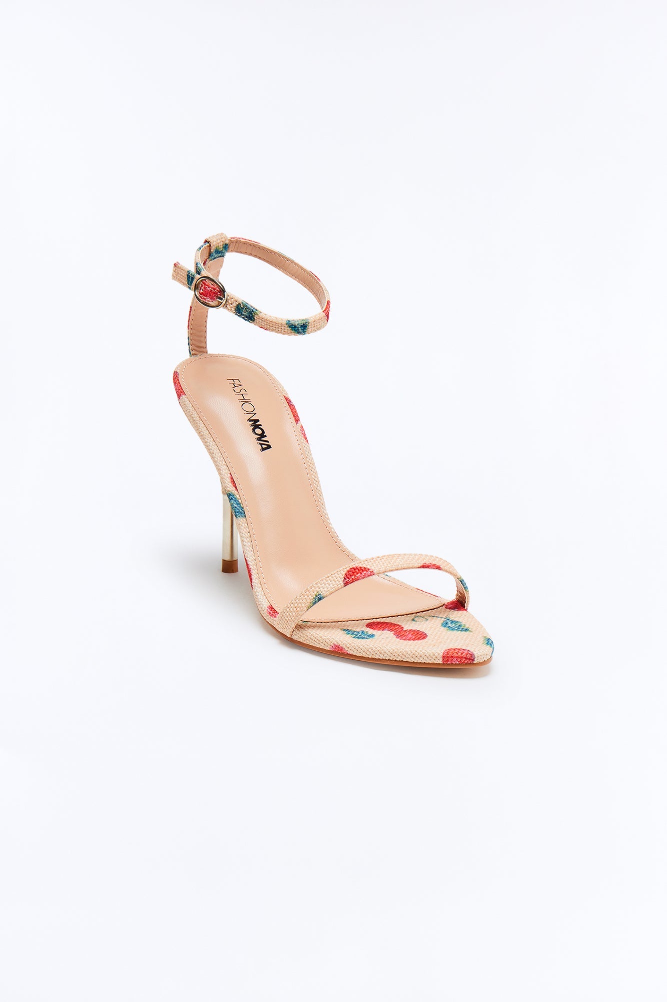Cherry Cola Ankle Strap Heels - Nude/combo