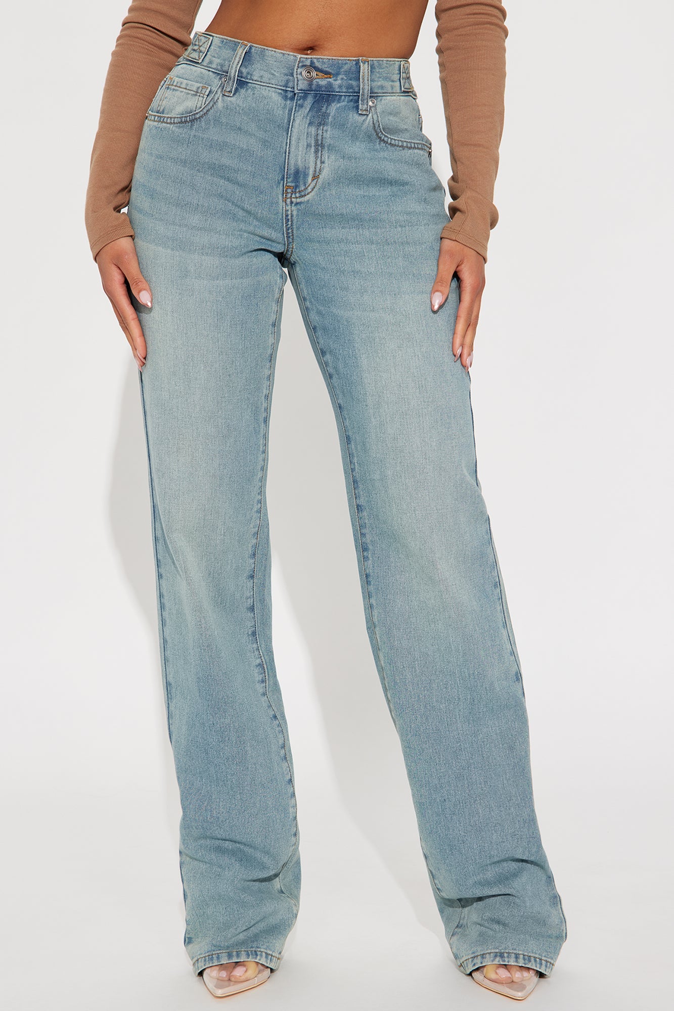 Tall Dani Drop Waist Straight Leg Jeans - Medium Wash