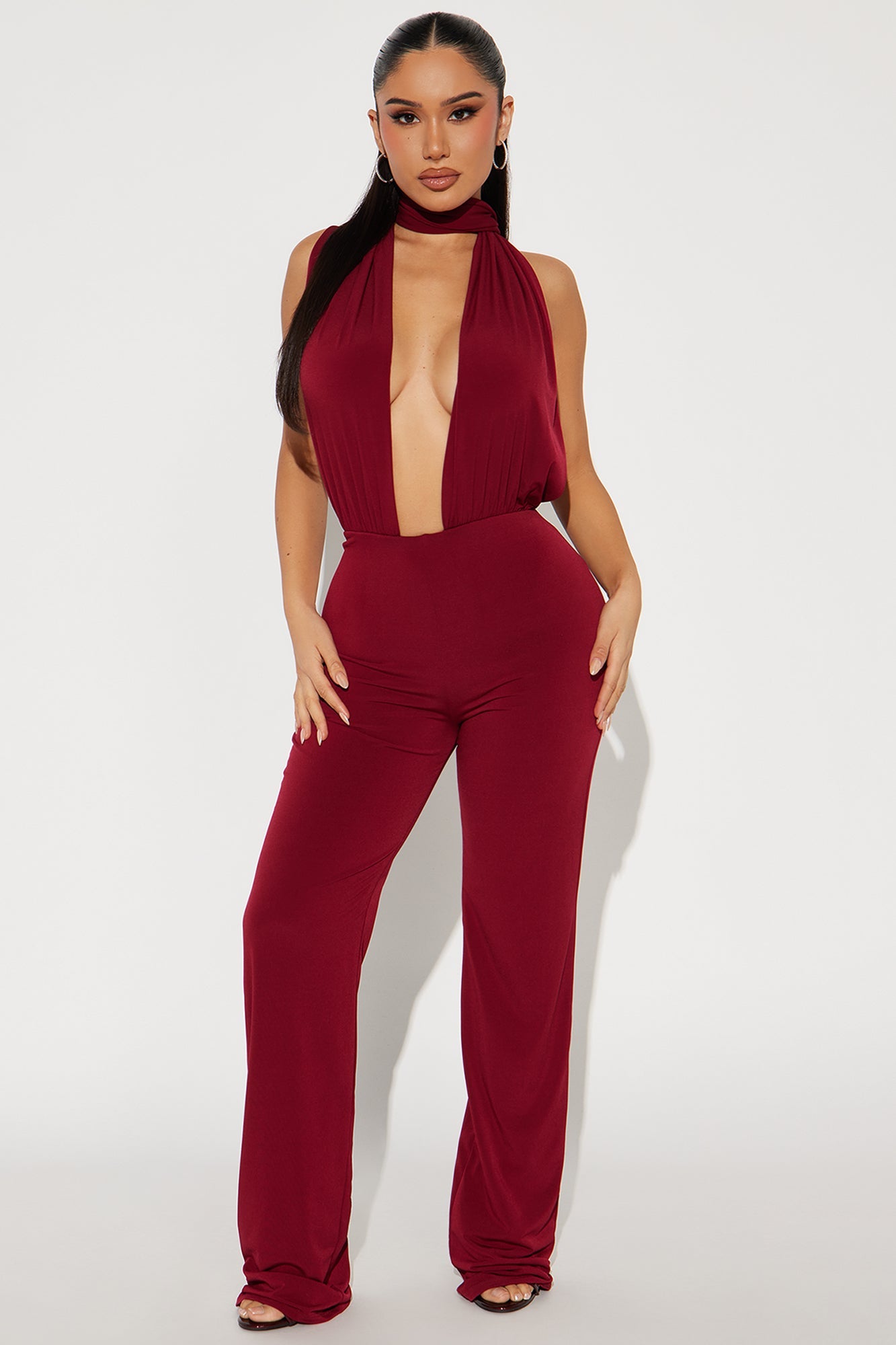 Wrapped Around My Finger Jumpsuit - Burgundy