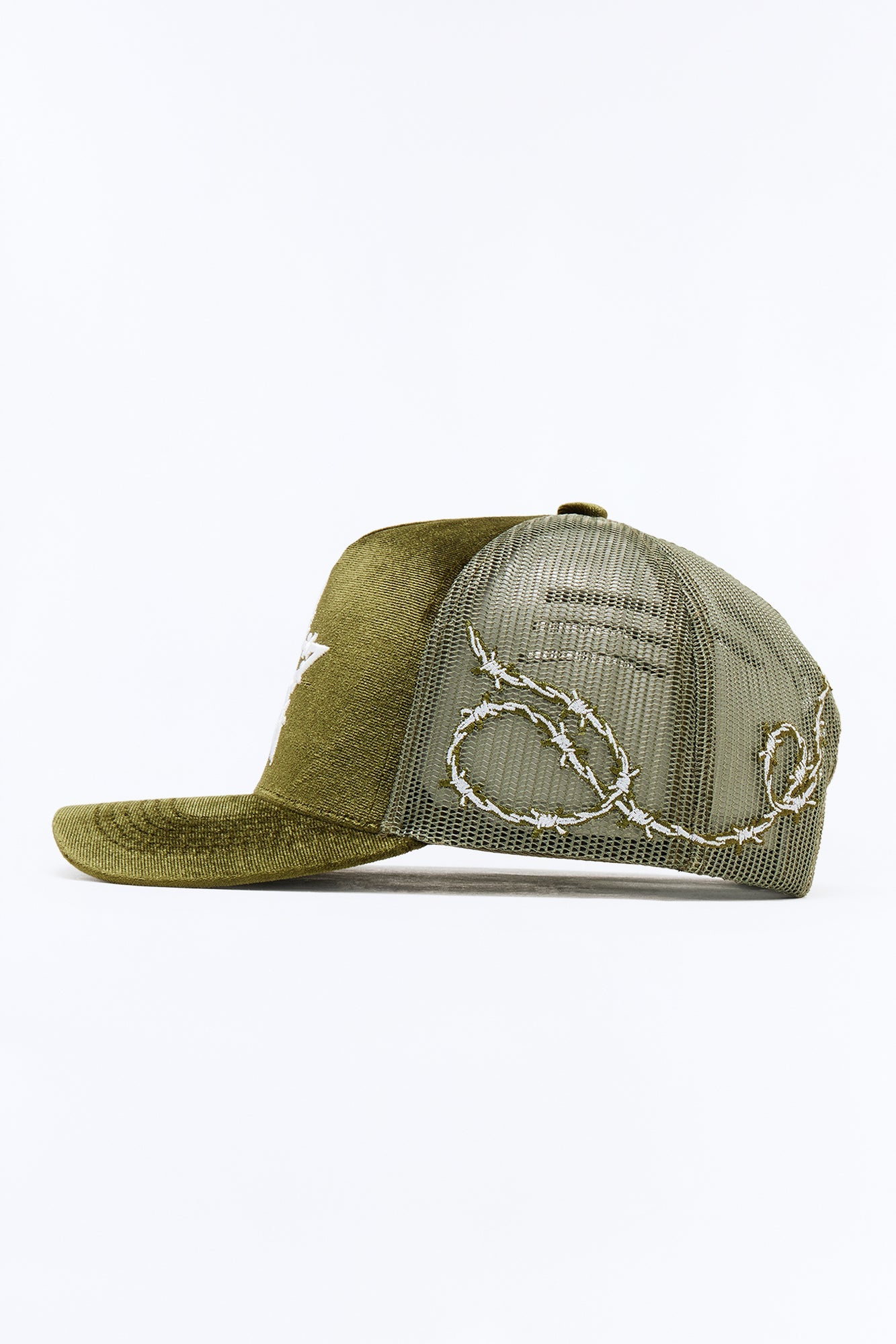 Barbwire Velvet Structured Snapback Hat - Green