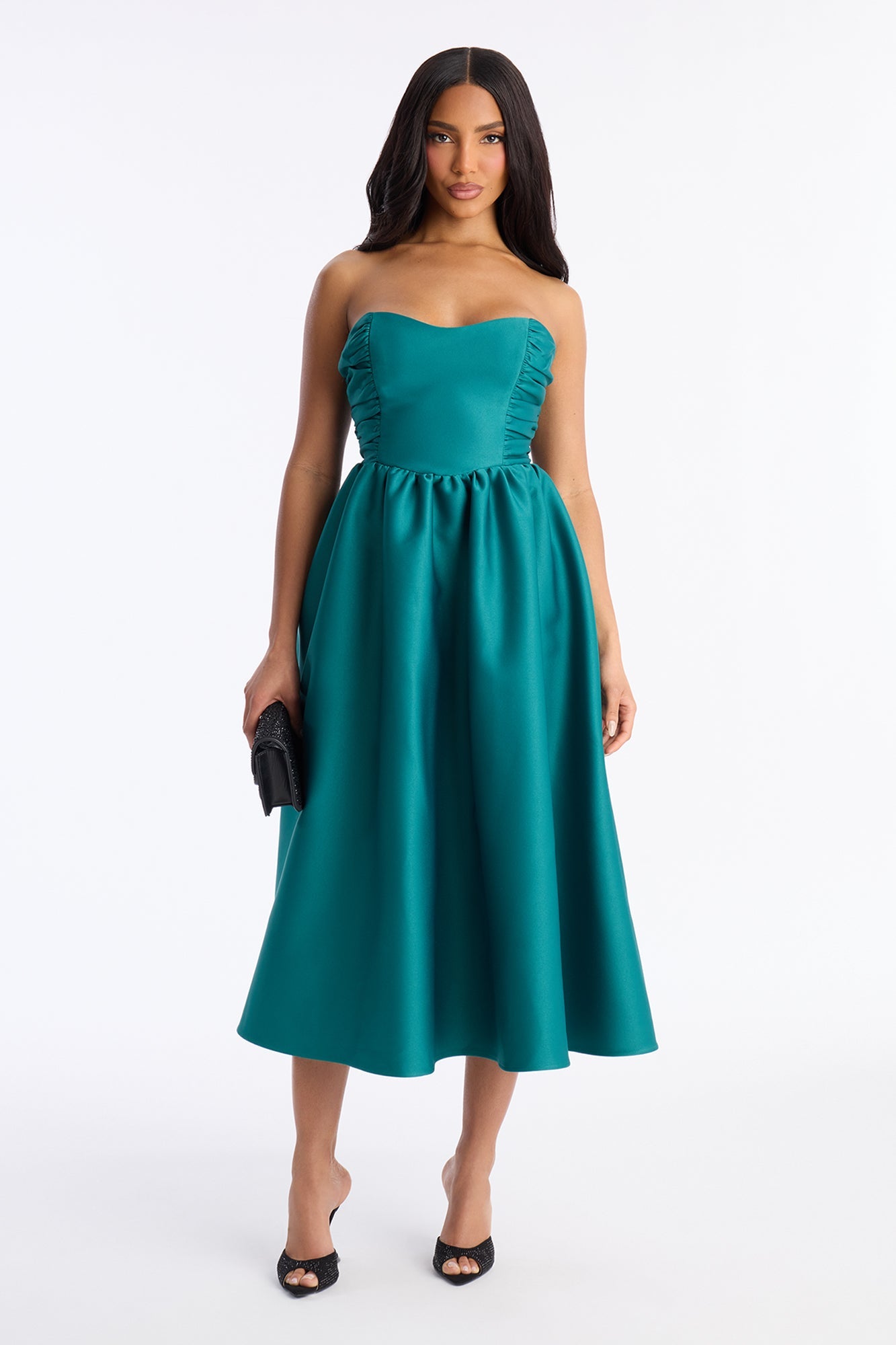 Sweet Like Me Taffeta Midi Dress - Emerald