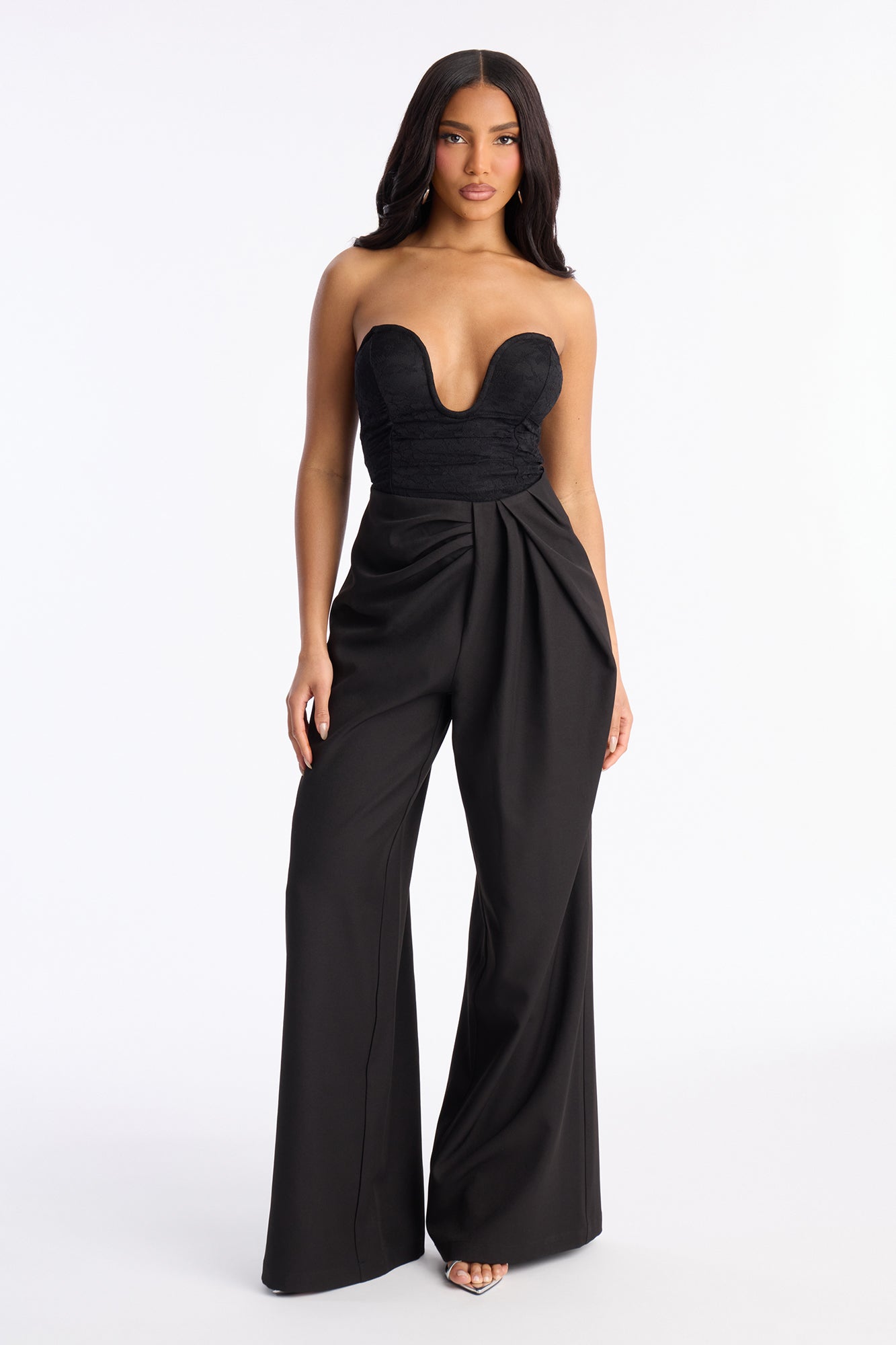 Lilith High Rise Pleated Wide Leg Pant 33″ - Black