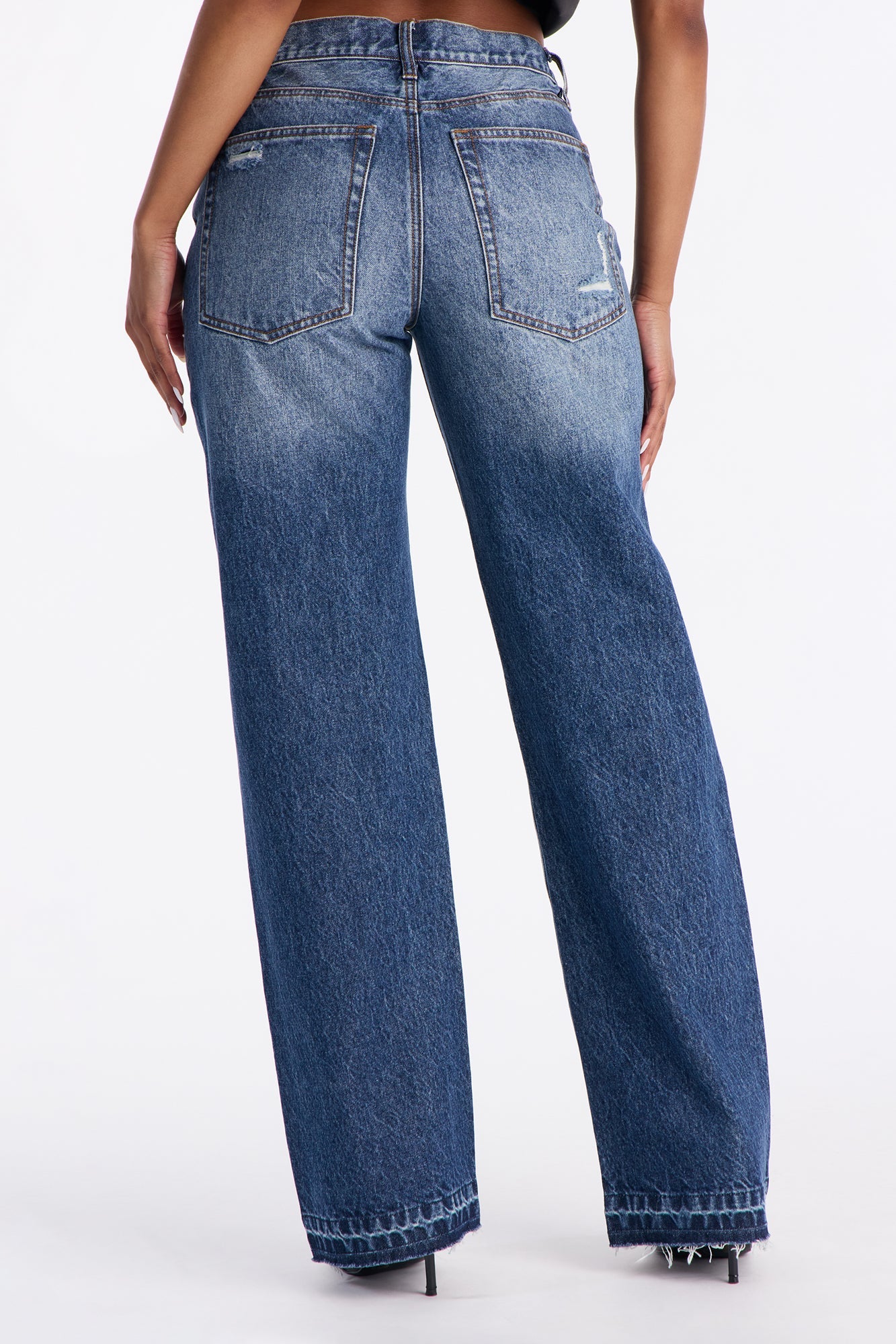 Inyo Non Stretch Ripped Straight Leg Jeans - Dark Wash