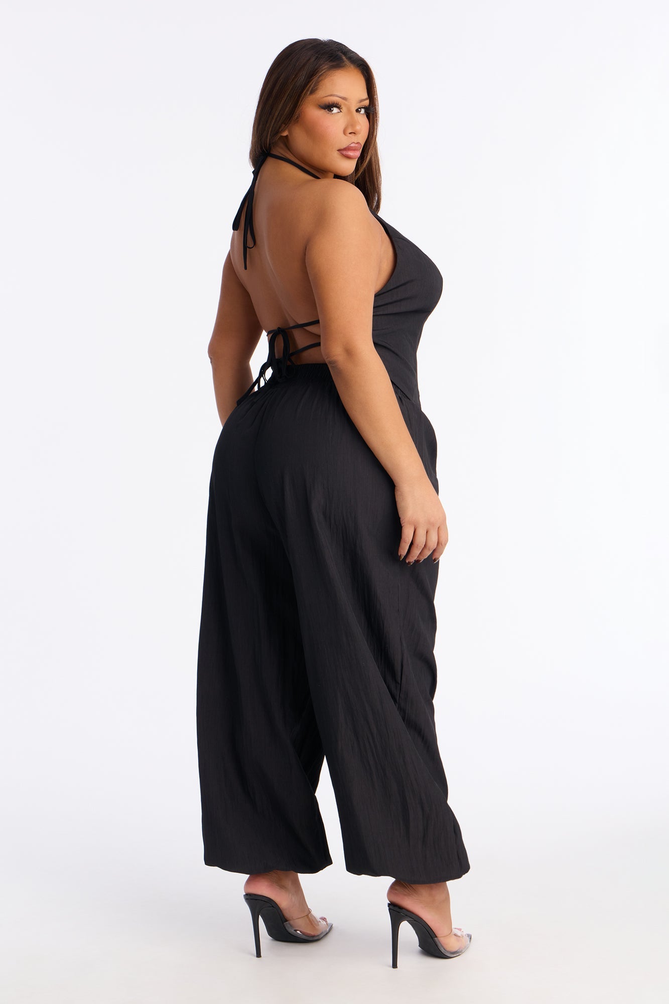 Evie Balloon Pant Set - Black