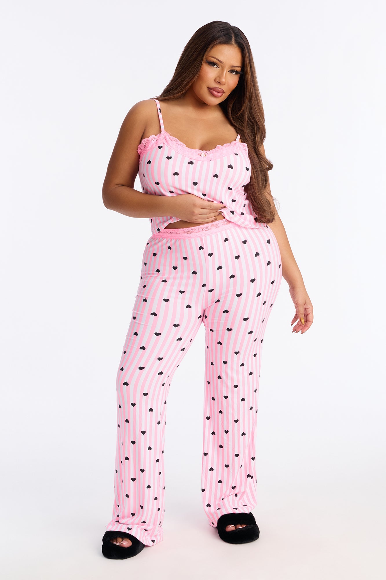 All My Heart Cami PJ Pant Set - Pink/combo