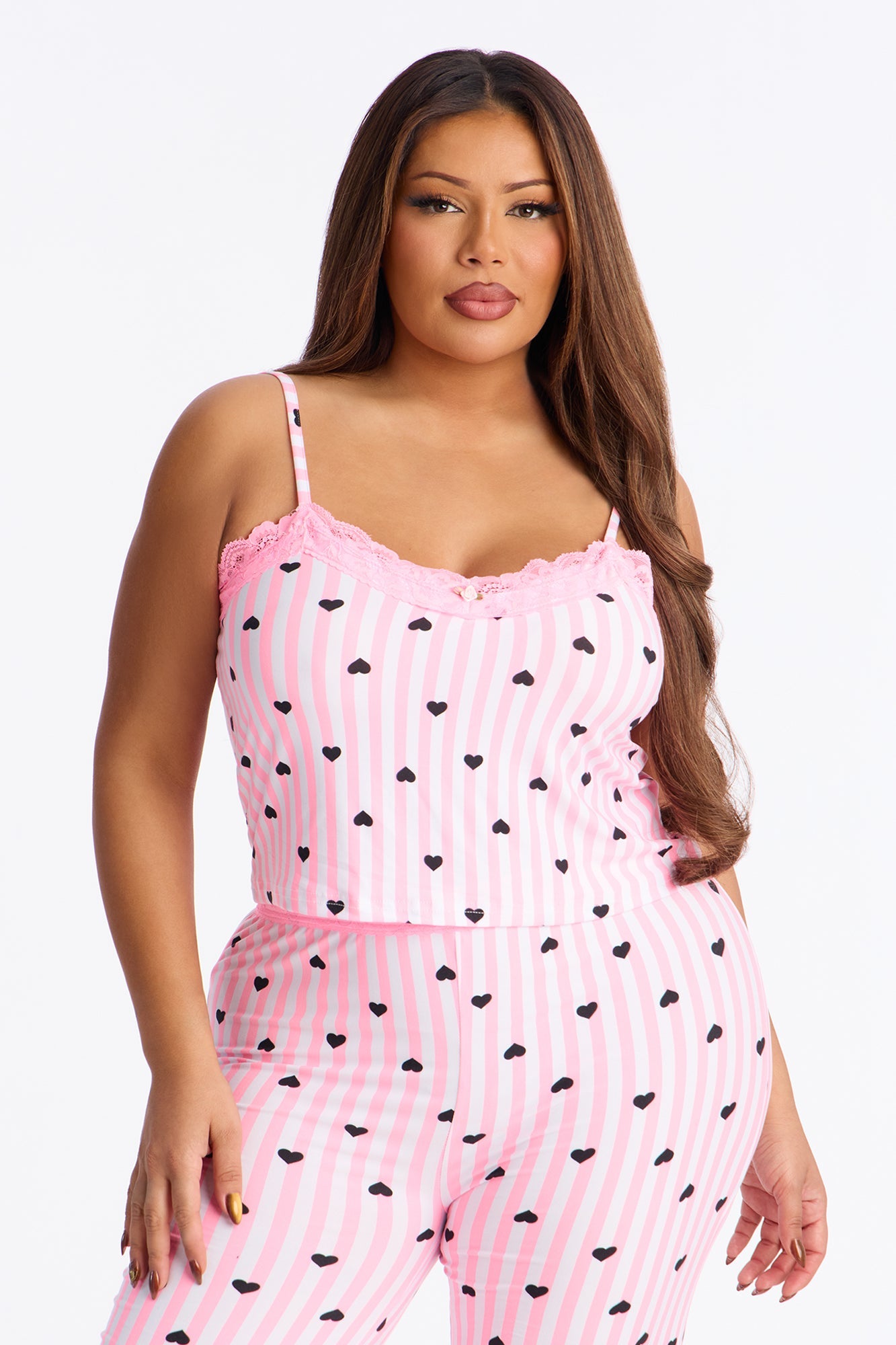 All My Heart Cami PJ Pant Set - Pink/combo