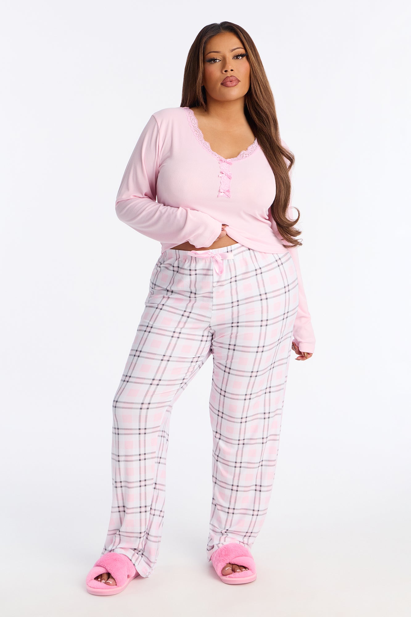 Thinking Of You Long Sleeve PJ Pant Set - Pink