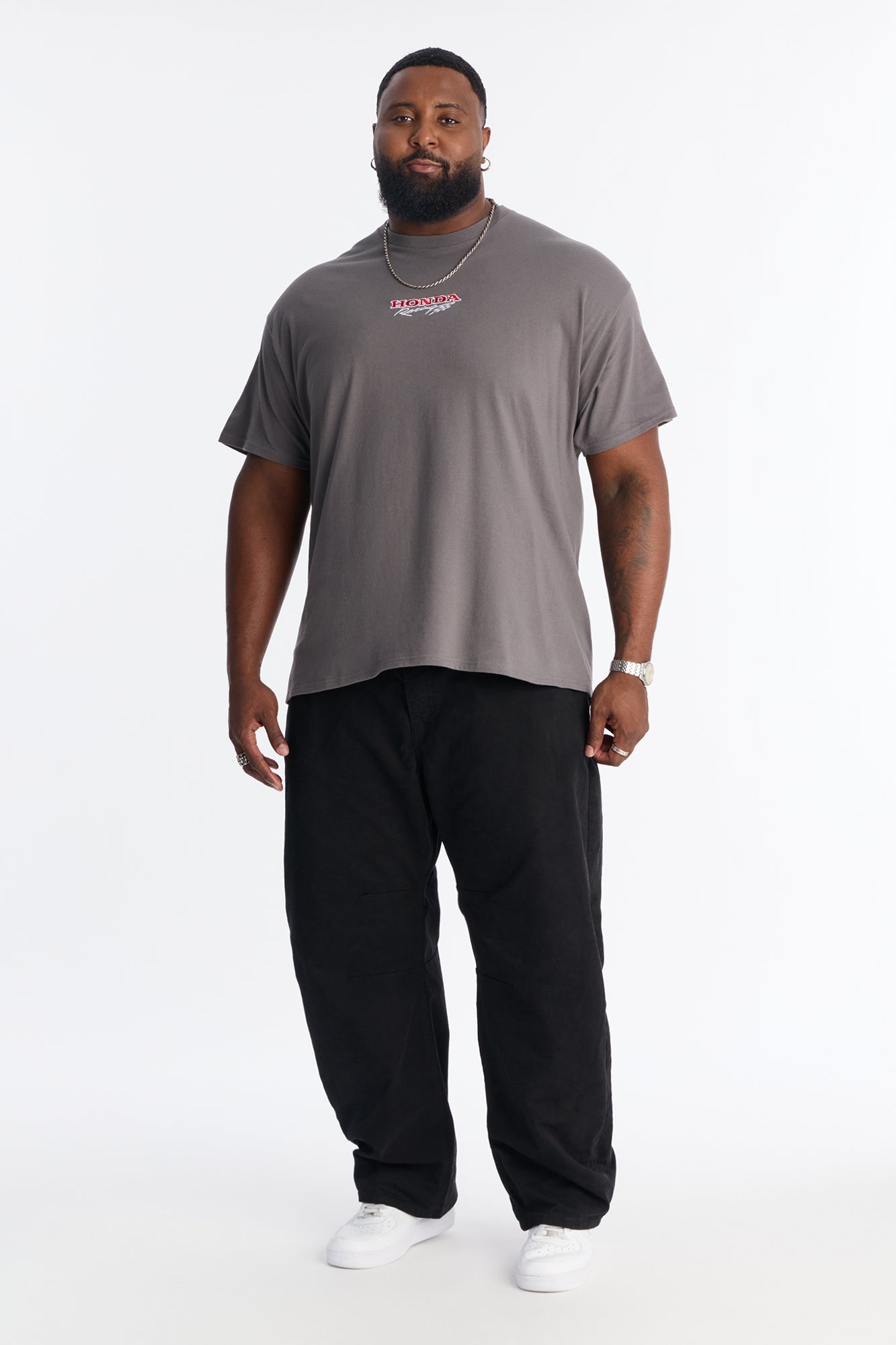 Honda Racing Embroidery Short Sleeve Tee - Charcoal