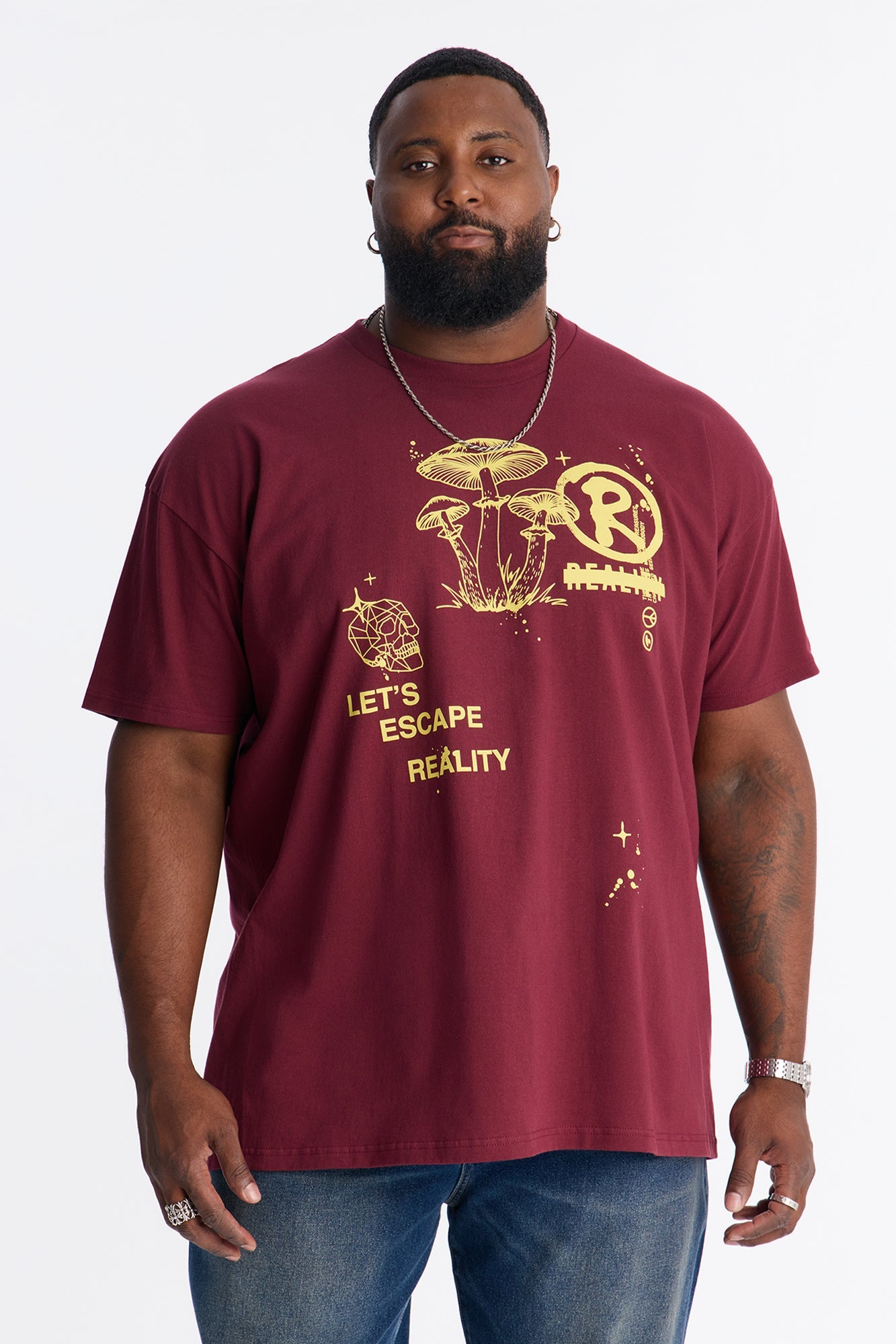 Lets Escape Reality Short Sleeve Tee - Burgundy