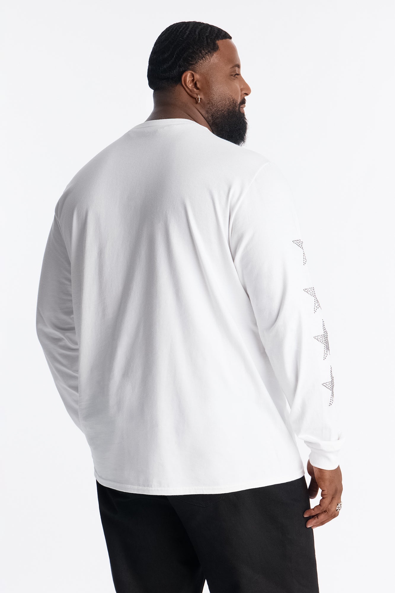 Saint Star Of The Show Rhinestone Long Sleeve Tee - White