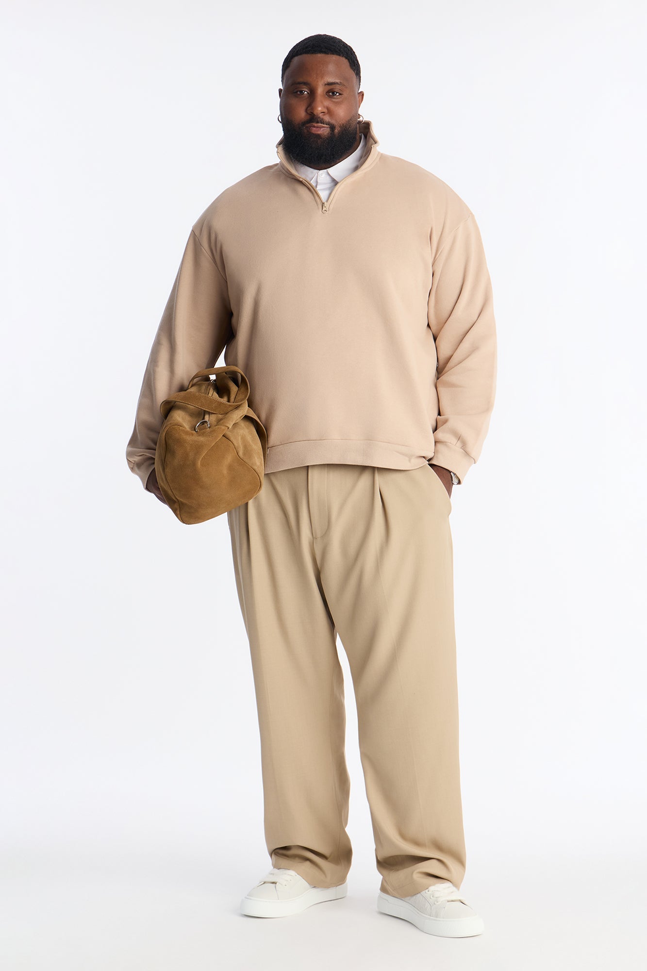 Built For Success Quarter Zip Sweatshirt - Tan