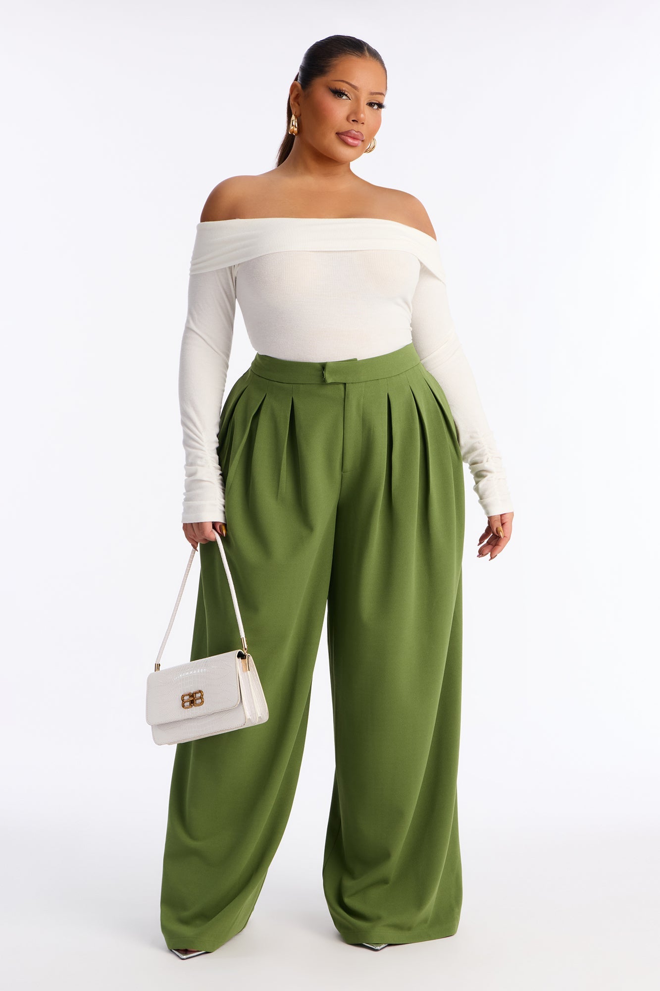 Charlie Wide Leg Trouser 33″ - Green