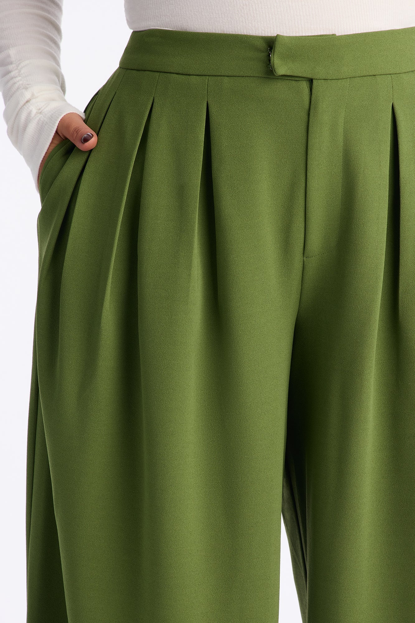 Charlie Wide Leg Trouser 33″ - Green