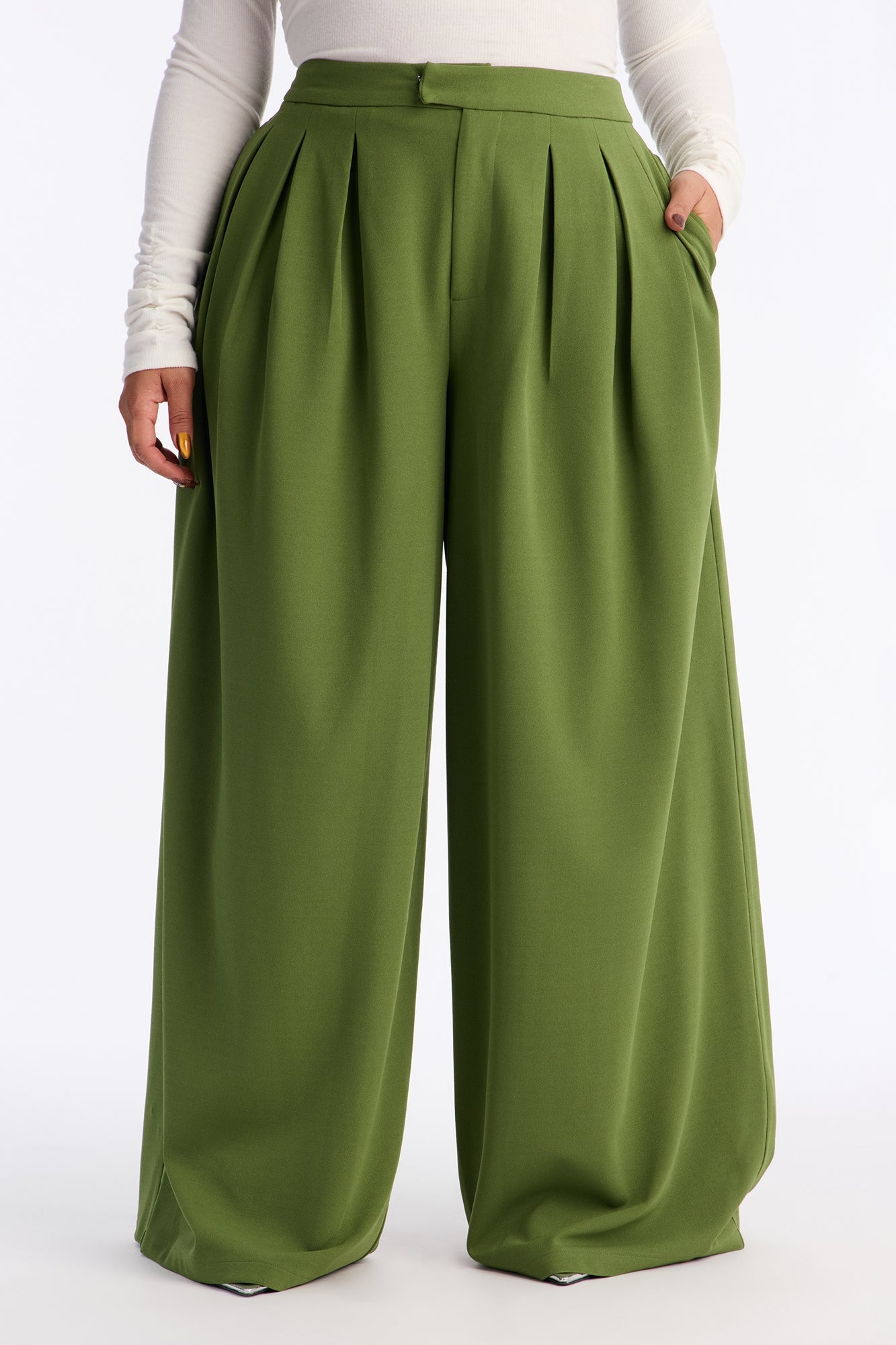 Charlie Wide Leg Trouser 33″ - Green