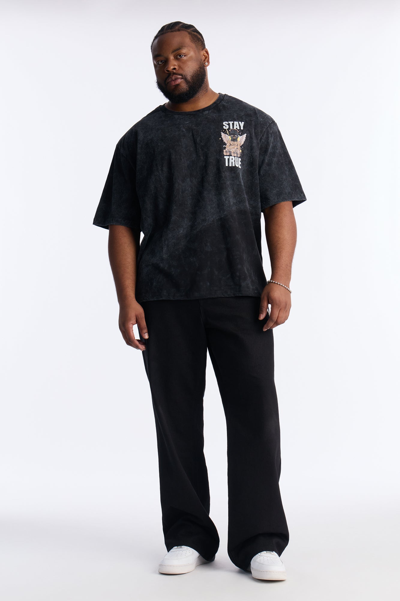 Stay True Count Your Blessings Oversized Short Sleeve Tee - Black Wash