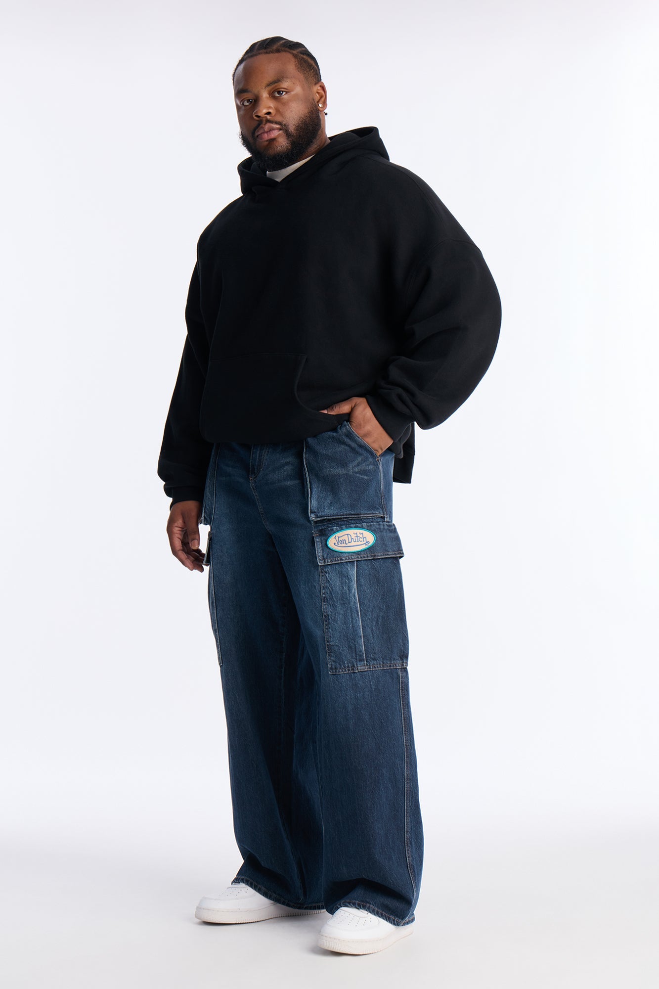 Von Dutch Straight Cargo Patch Jean - Dark Wash