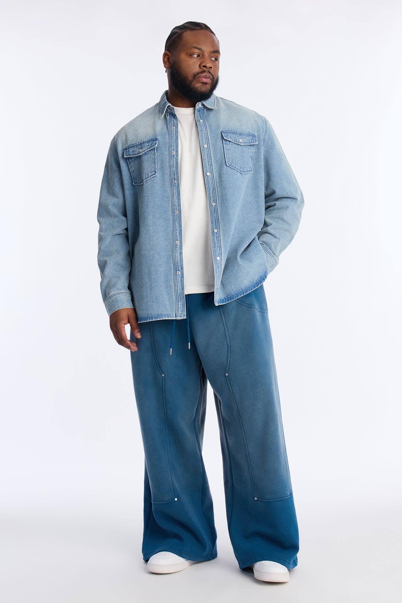 Wide Leg Carpenter Sweatpants - Blue