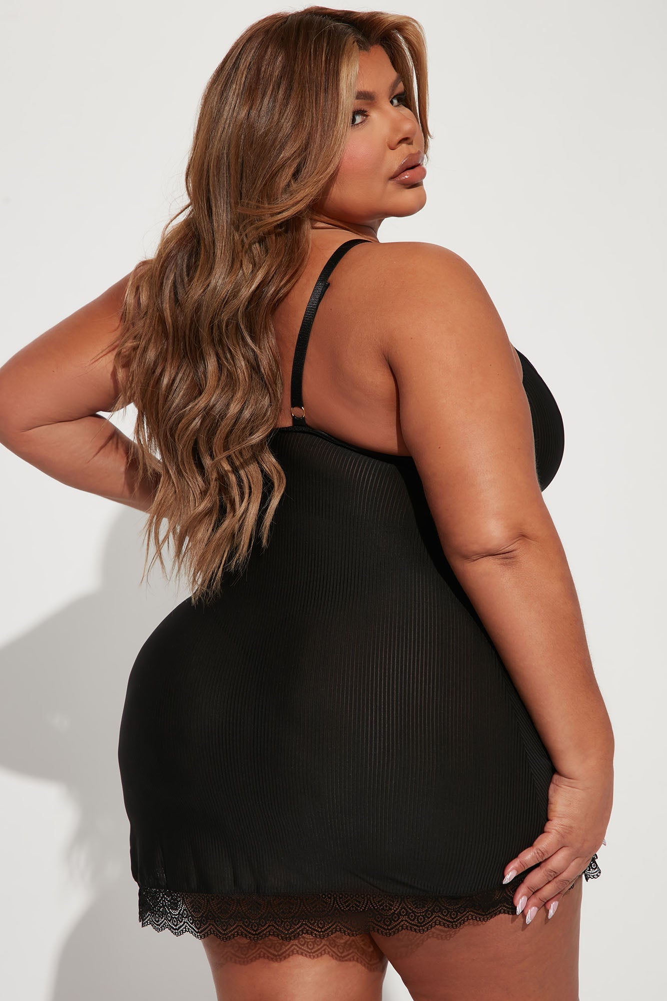 Never Ever Ribbed Babydoll - Black