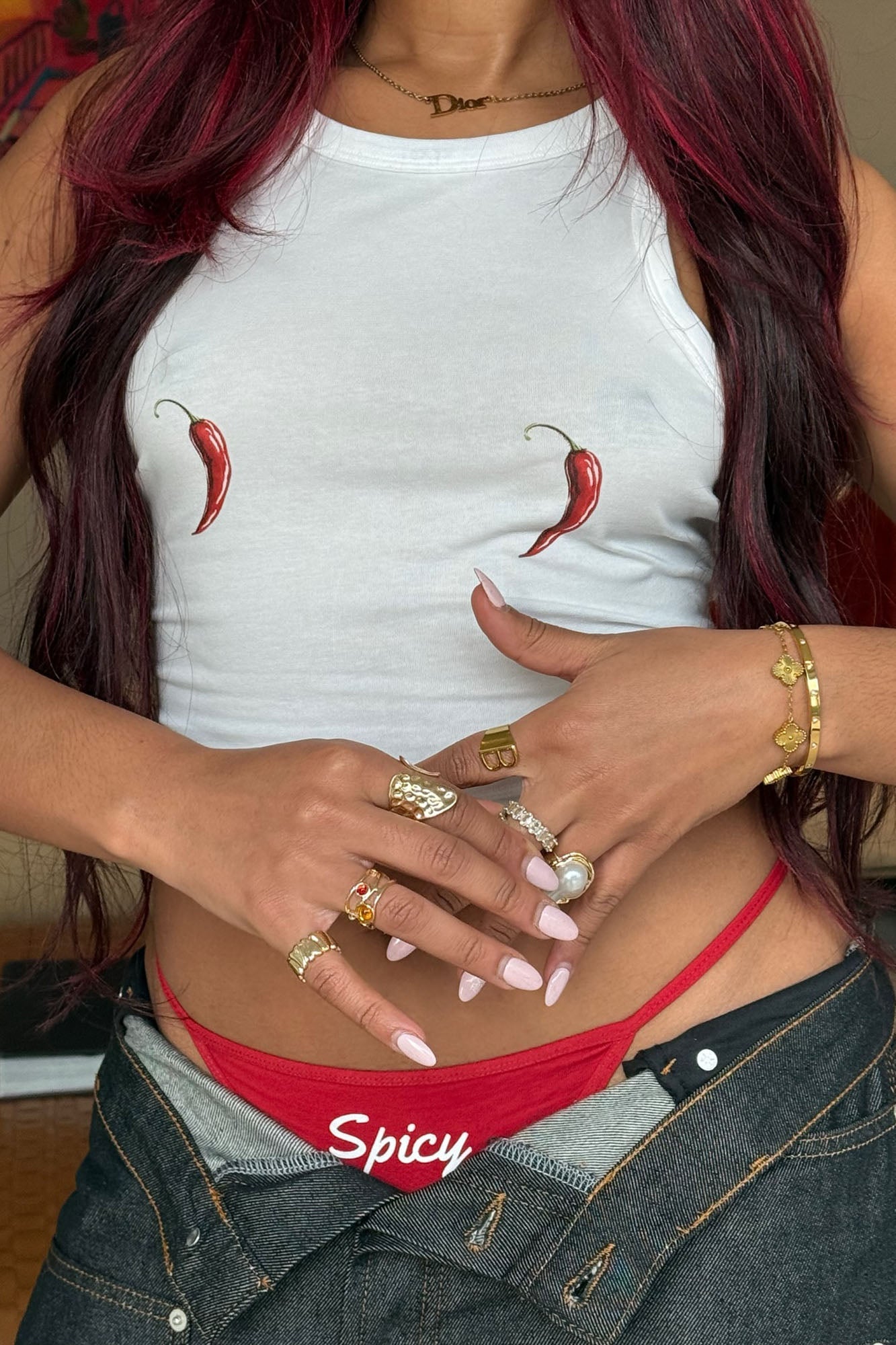 Hot Stuff Tank And Panty Set - Red/combo