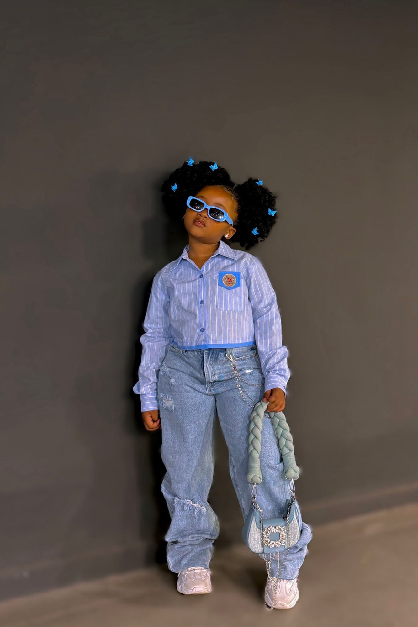 Mini Jeanie Button Down Shirt - Blue
