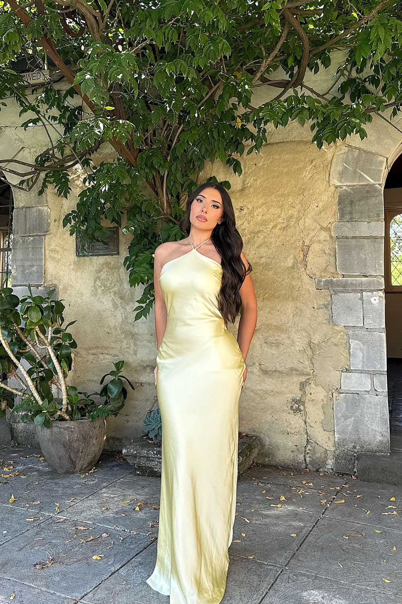 Norah Satin Maxi Dress - Butter Yellow