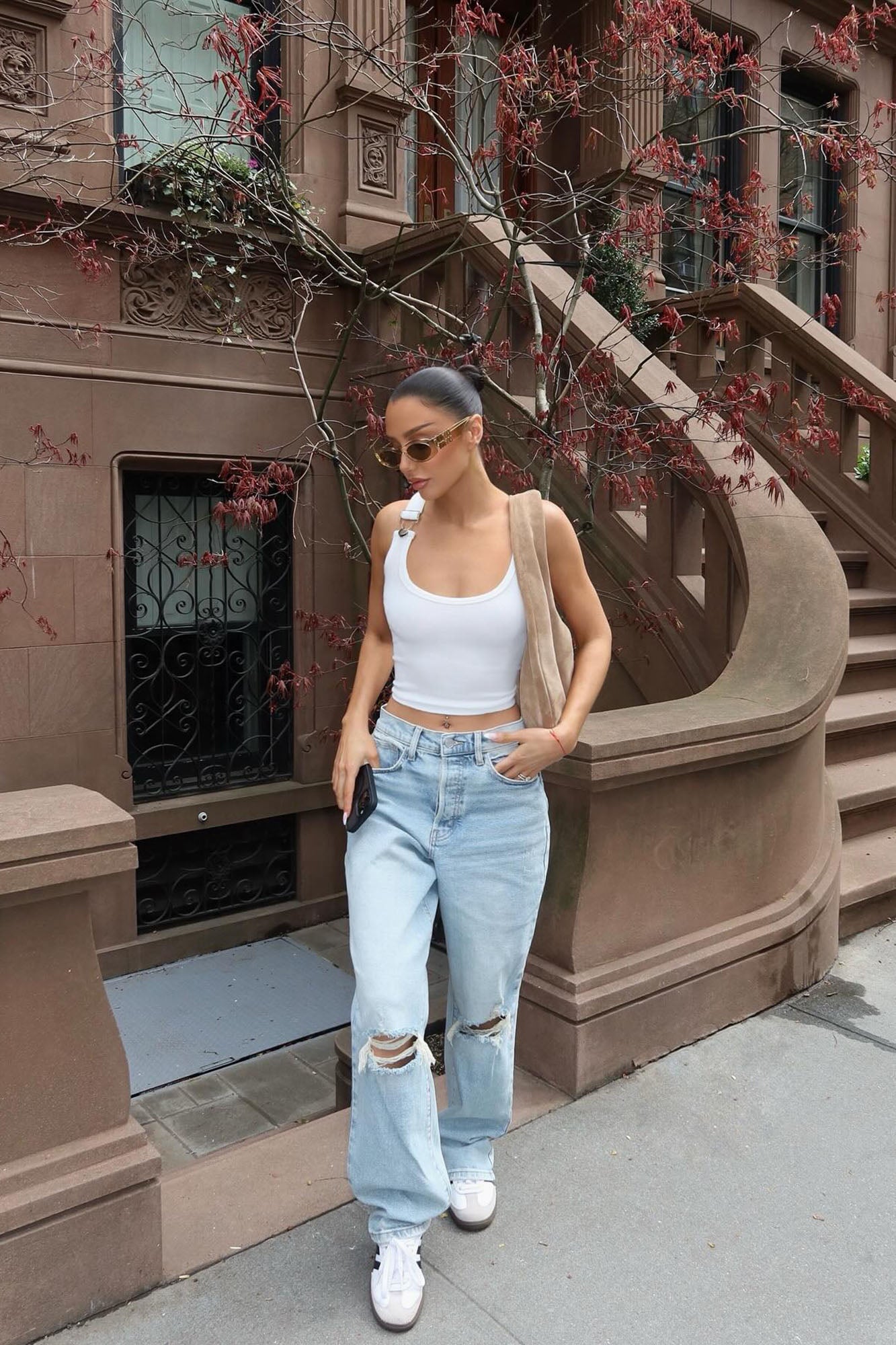 Olivia Overall Tank Top - White