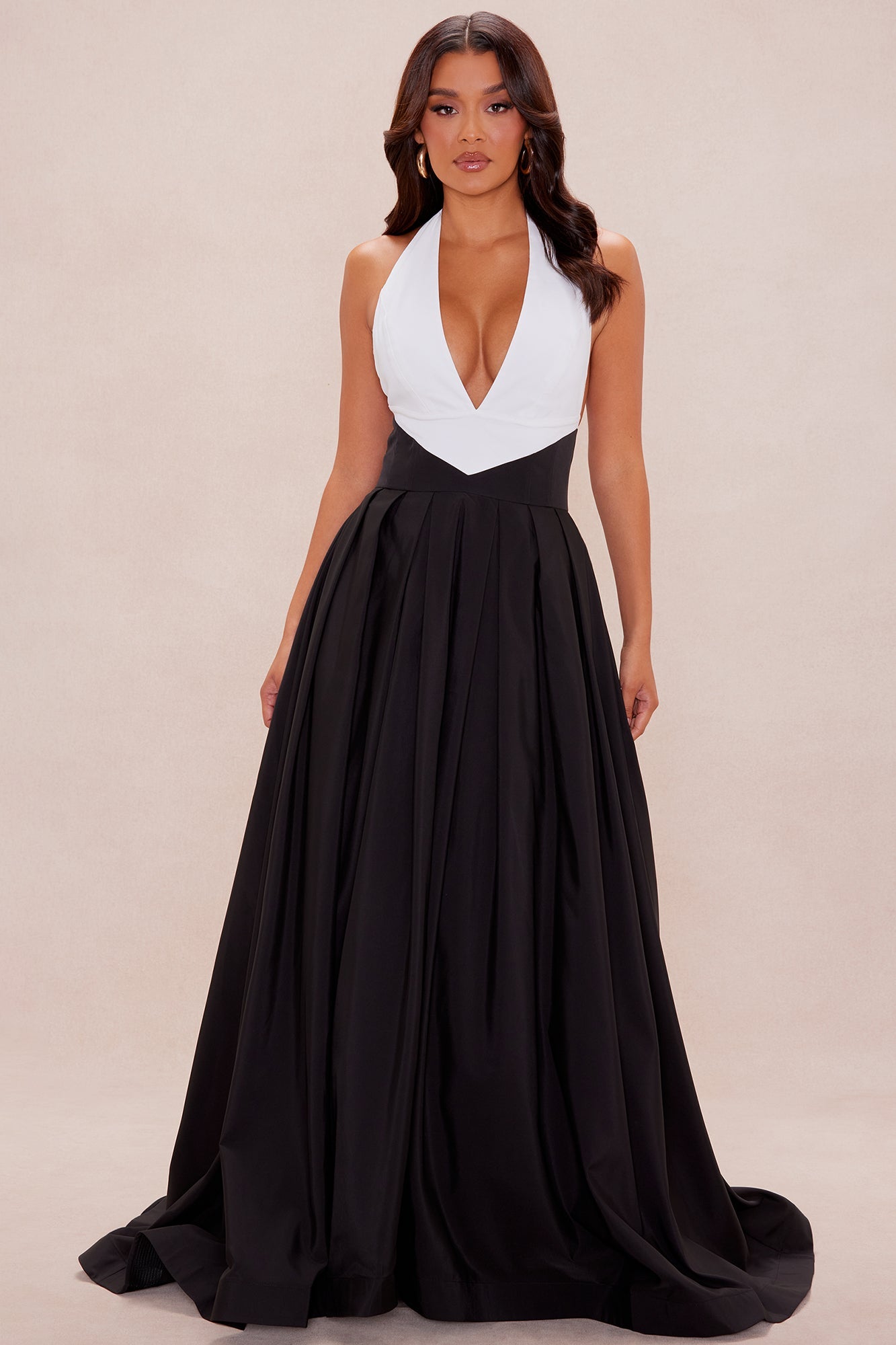 Sarah Contrast Gown - Black/White
