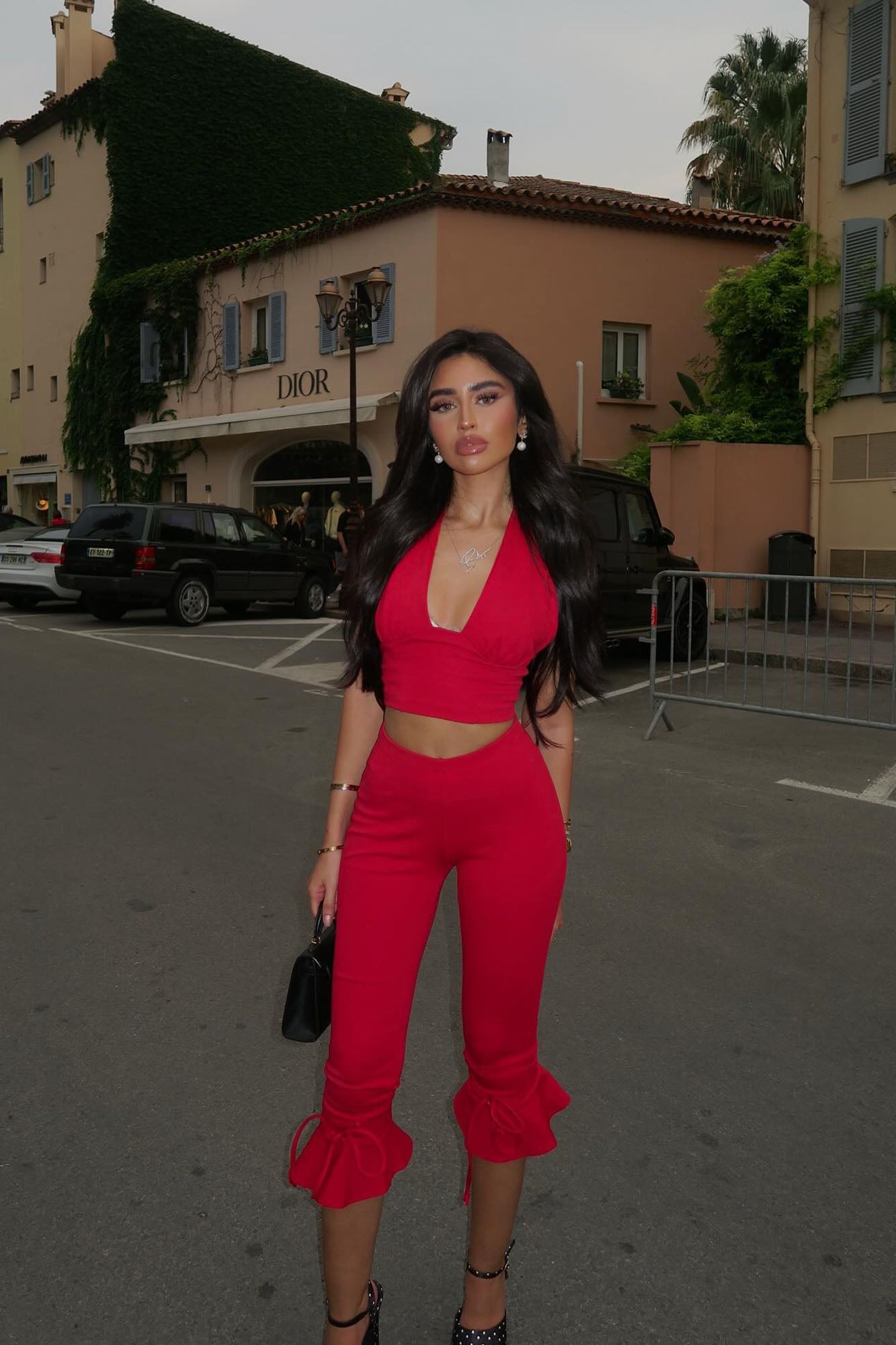 Crush Hour Halter Capri Pant Set - Red