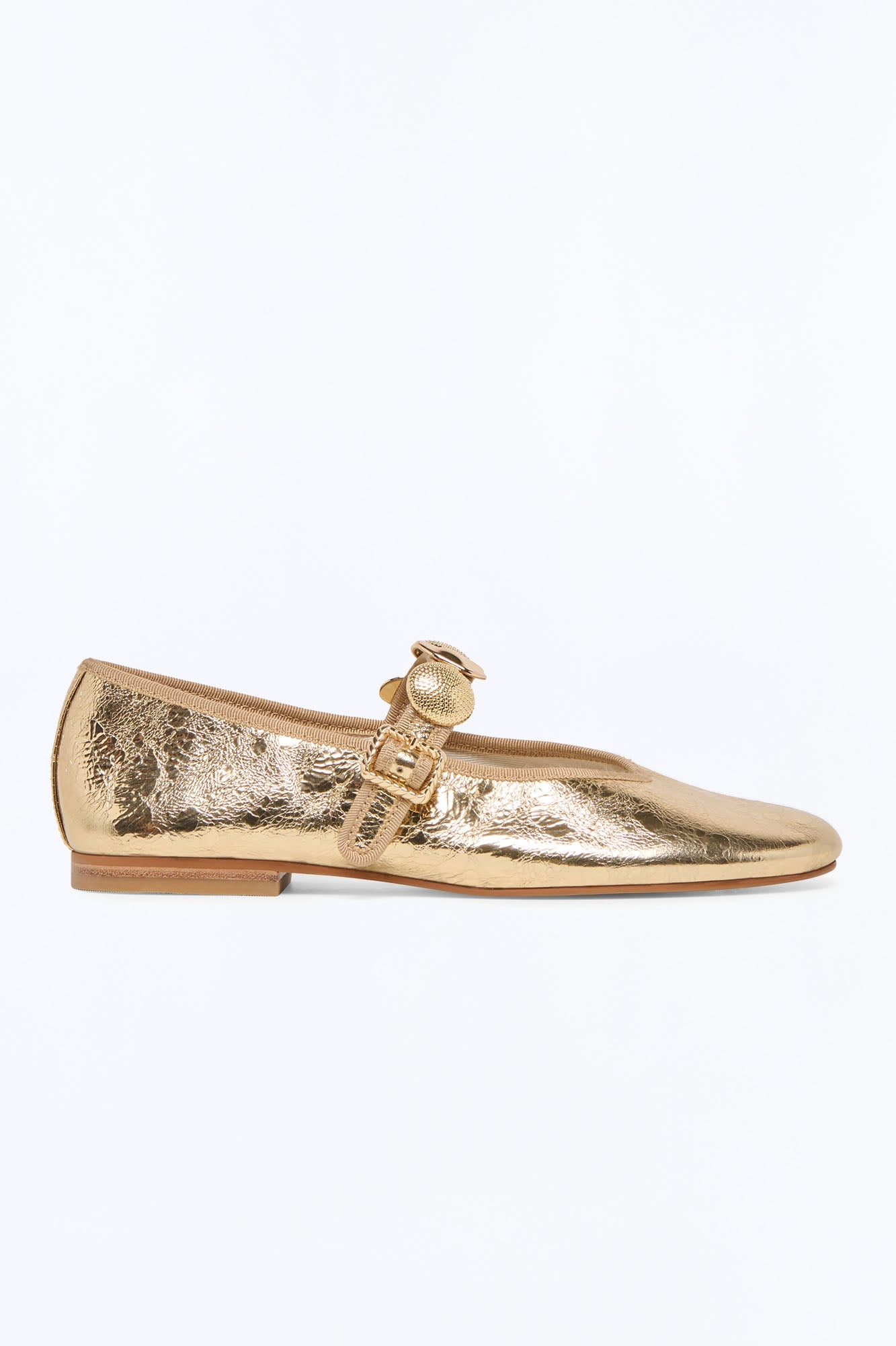 Dolce Vita Relan Distressed Leather Ballet Flats - Gold